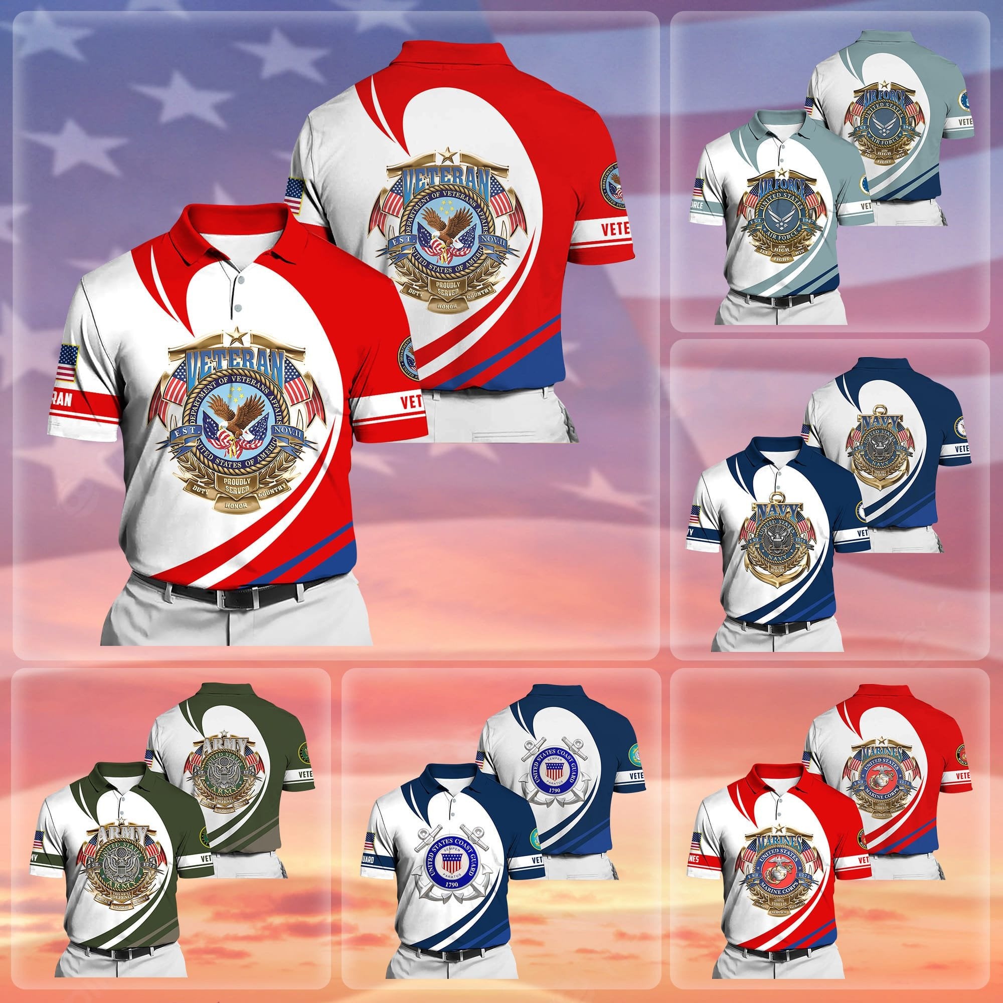 Premium Proudly Served US Veteran Polo Shirt NPVC250502