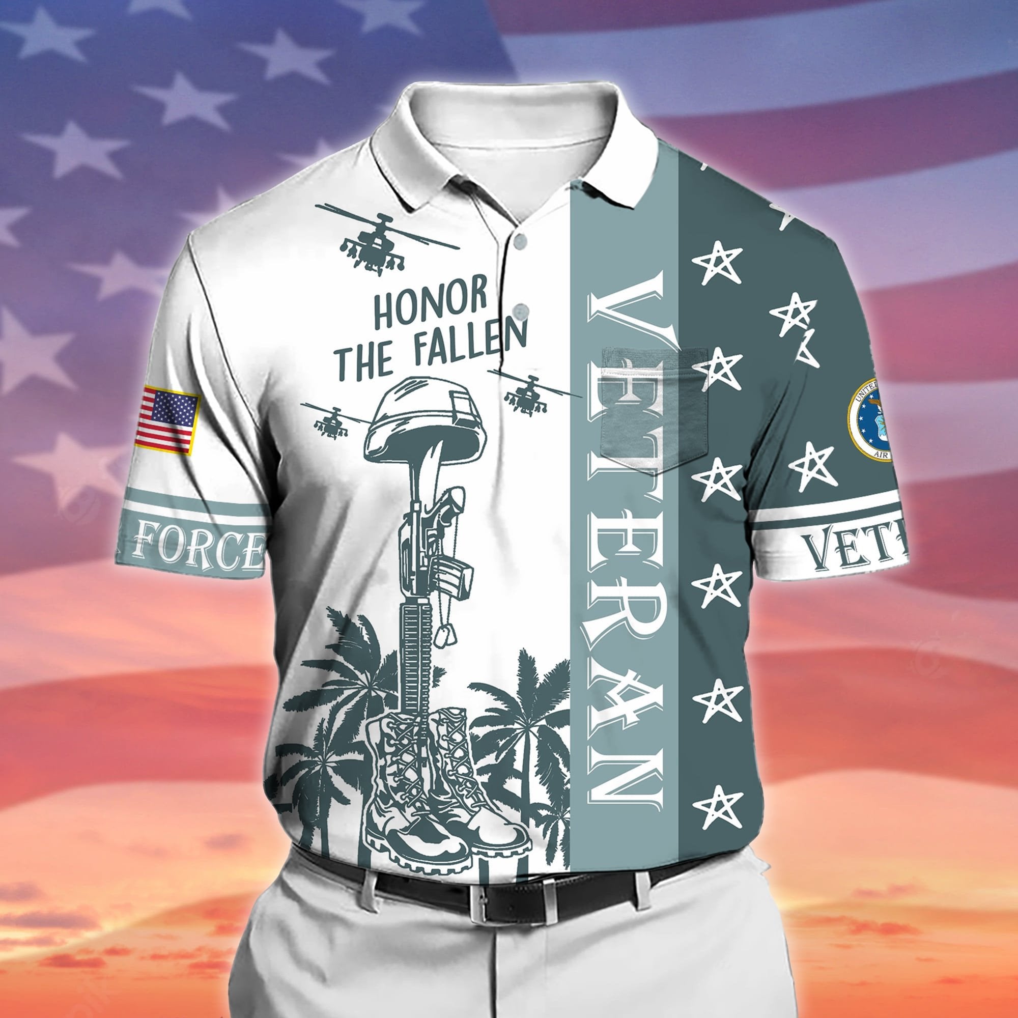 Premium Honor The Fallen US Veteran Polo Shirt With Pocket NPVC070410