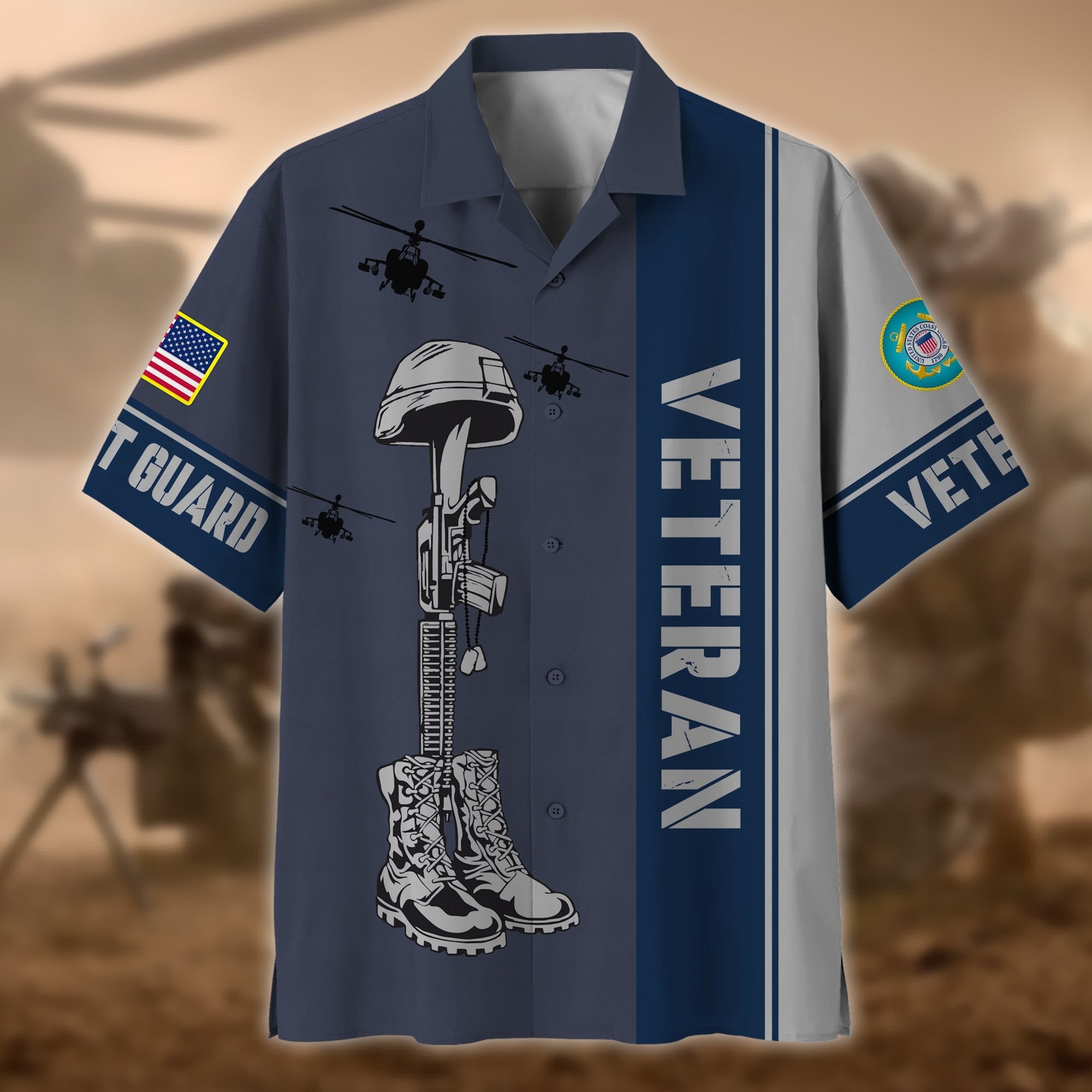 Premium Camo Soldiers Multiservice US Veteran Hawaii Shirt NPVC080601