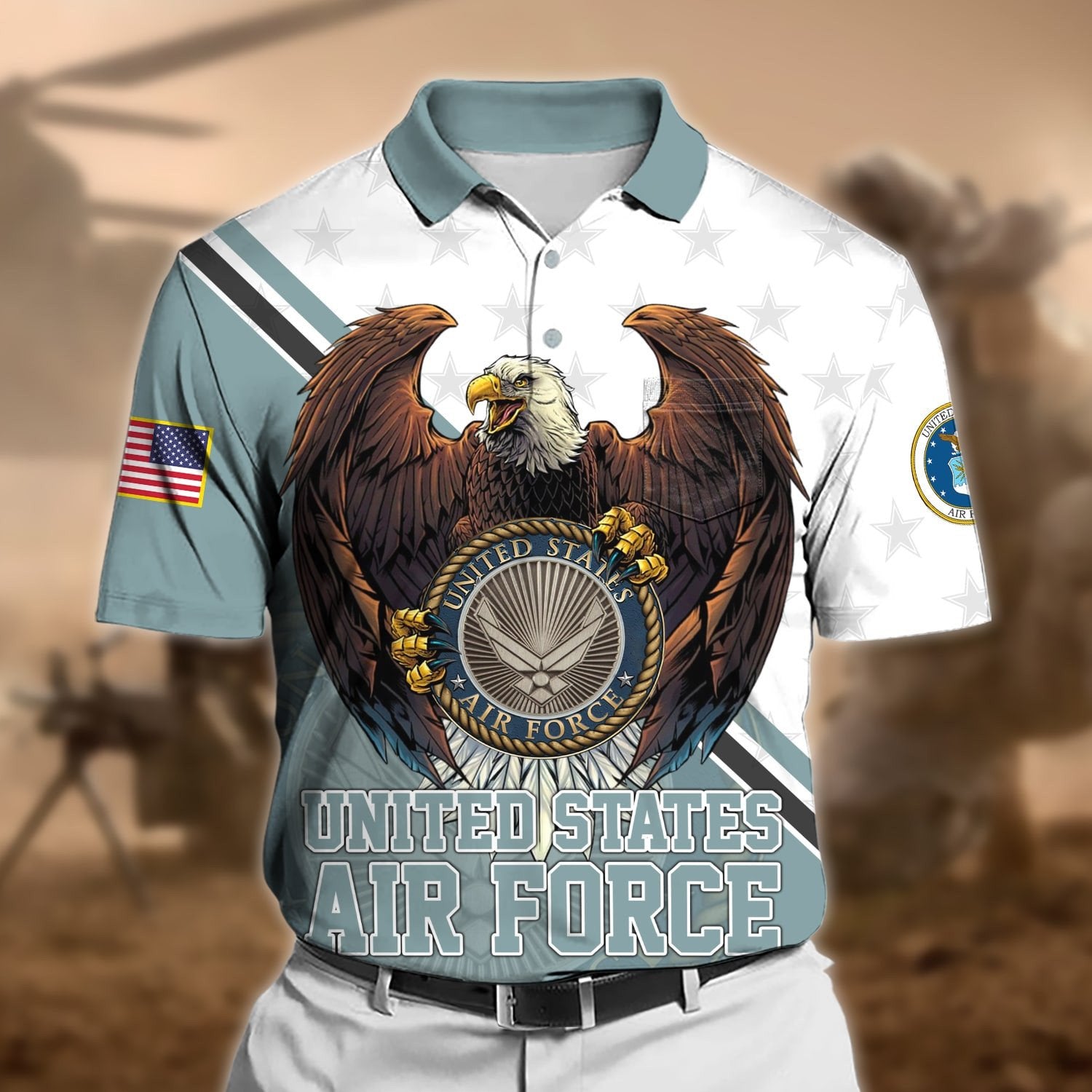 Premium Eagle US Veteran Polo Shirt With Pocket NPVC060403