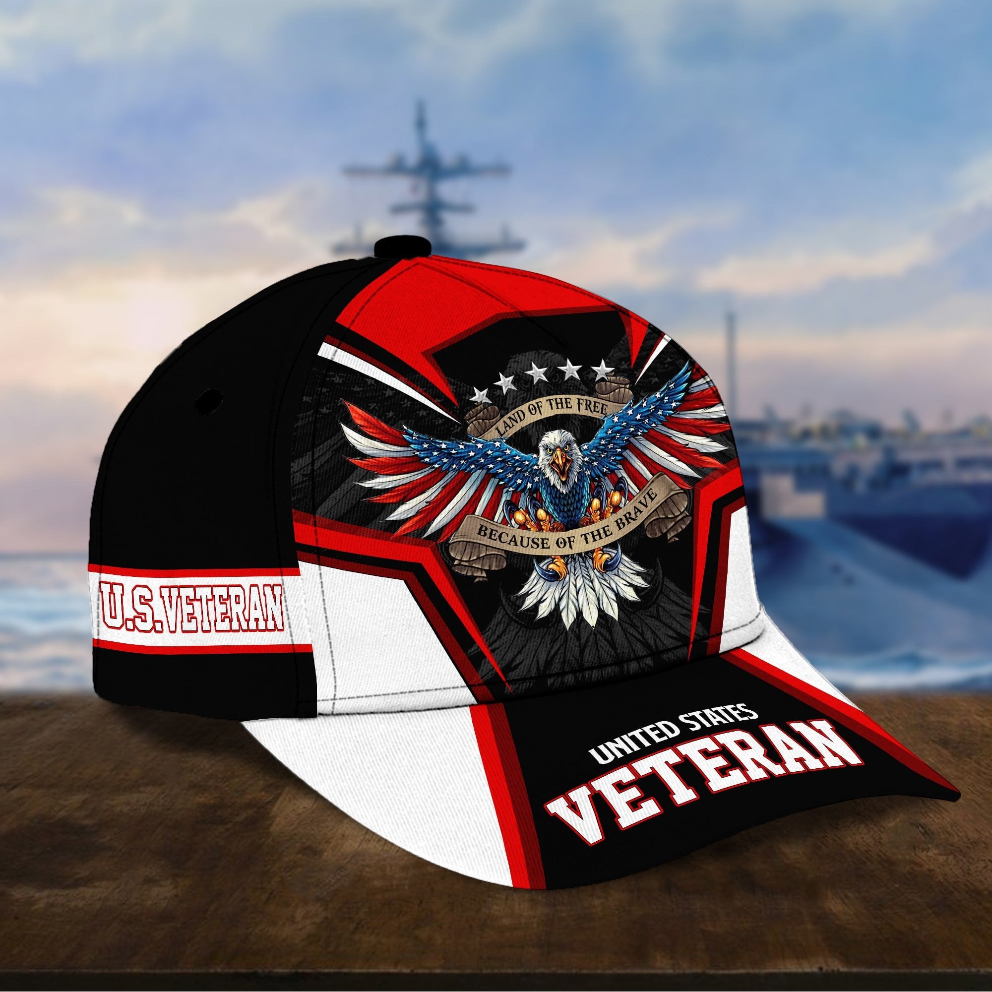 Premium Land Of The Free U.S. Veteran 3D Cap NPVC110701