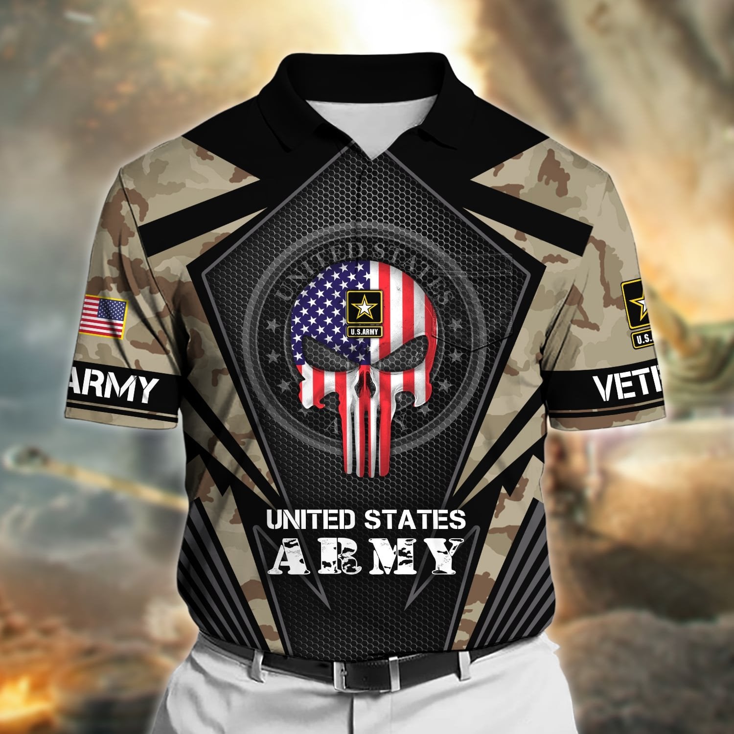 Premium Honoring All Who Served US Veteran Polo Shirt With Pocket NPVC050501