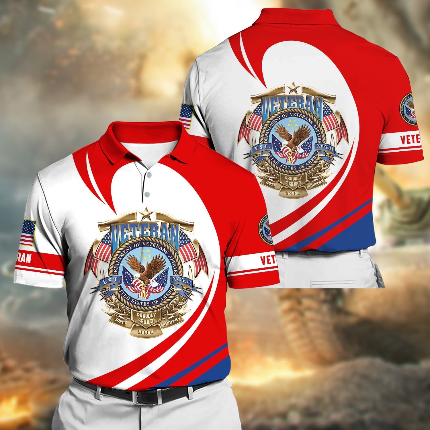Premium Proudly Served US Veteran Polo Shirt NPVC250502