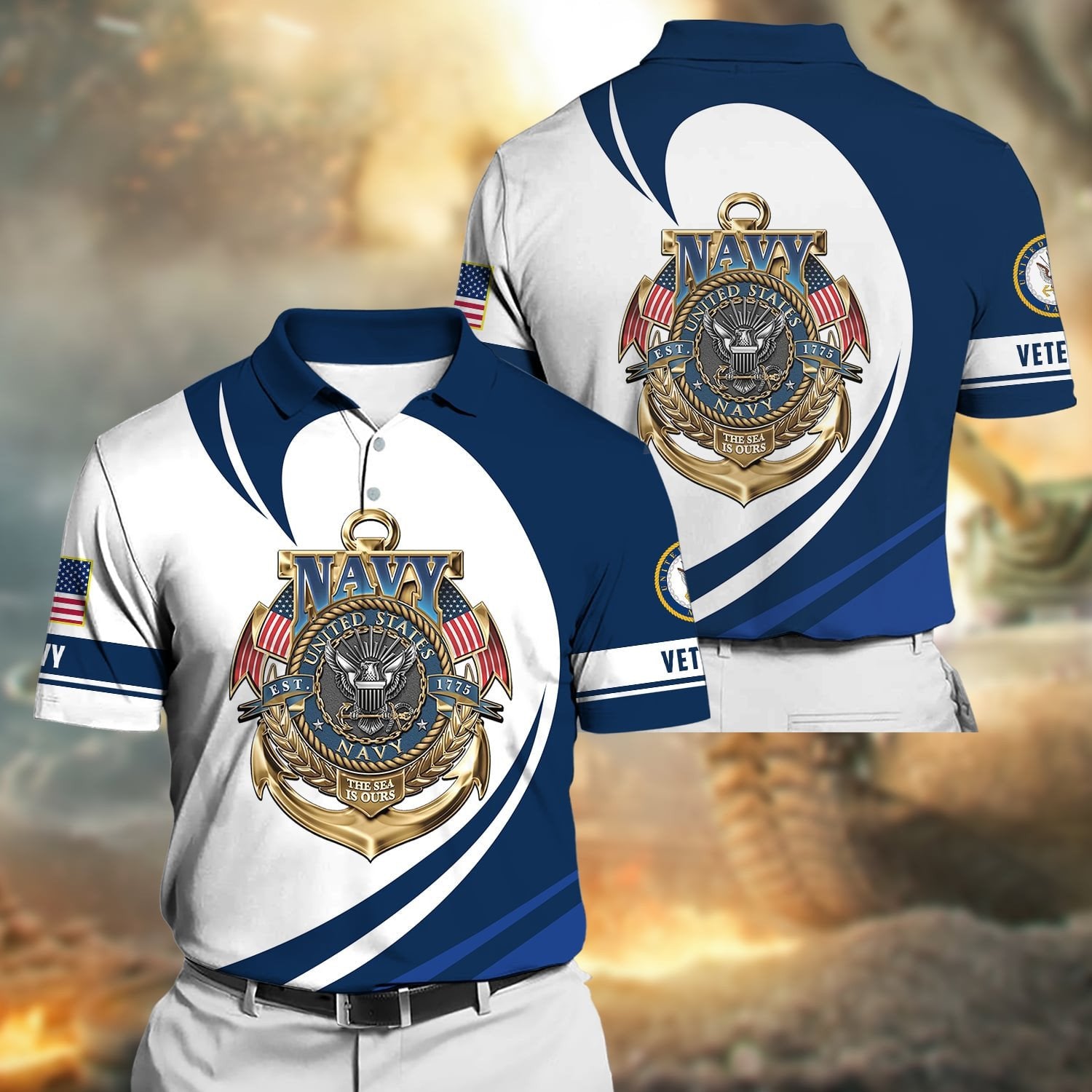 Premium Proudly Served US Veteran Polo Shirt NPVC250502