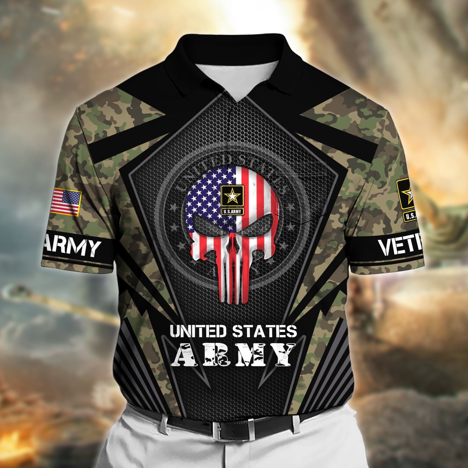Premium Honoring All Who Served US Veteran Polo Shirt With Pocket NPVC050501