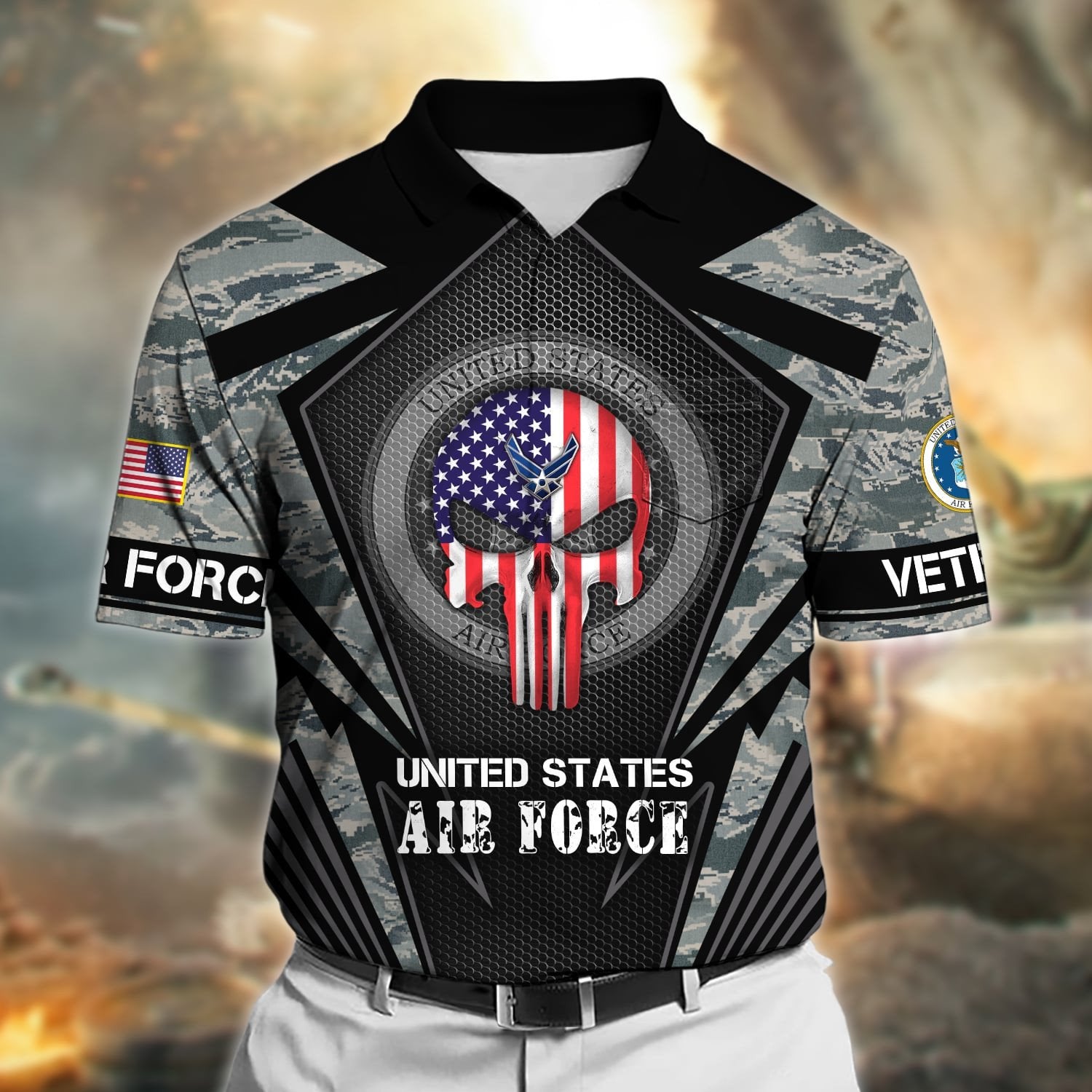 Premium Honoring All Who Served US Veteran Polo Shirt With Pocket NPVC050501