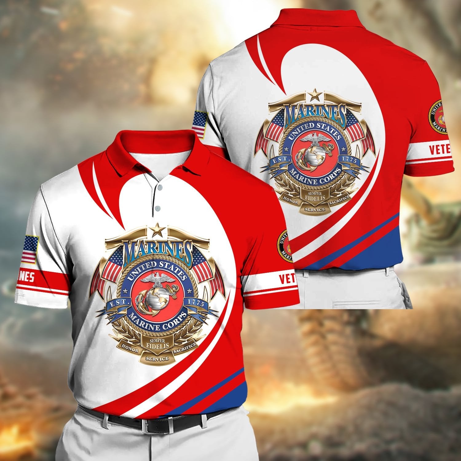Premium Proudly Served US Veteran Polo Shirt NPVC250502