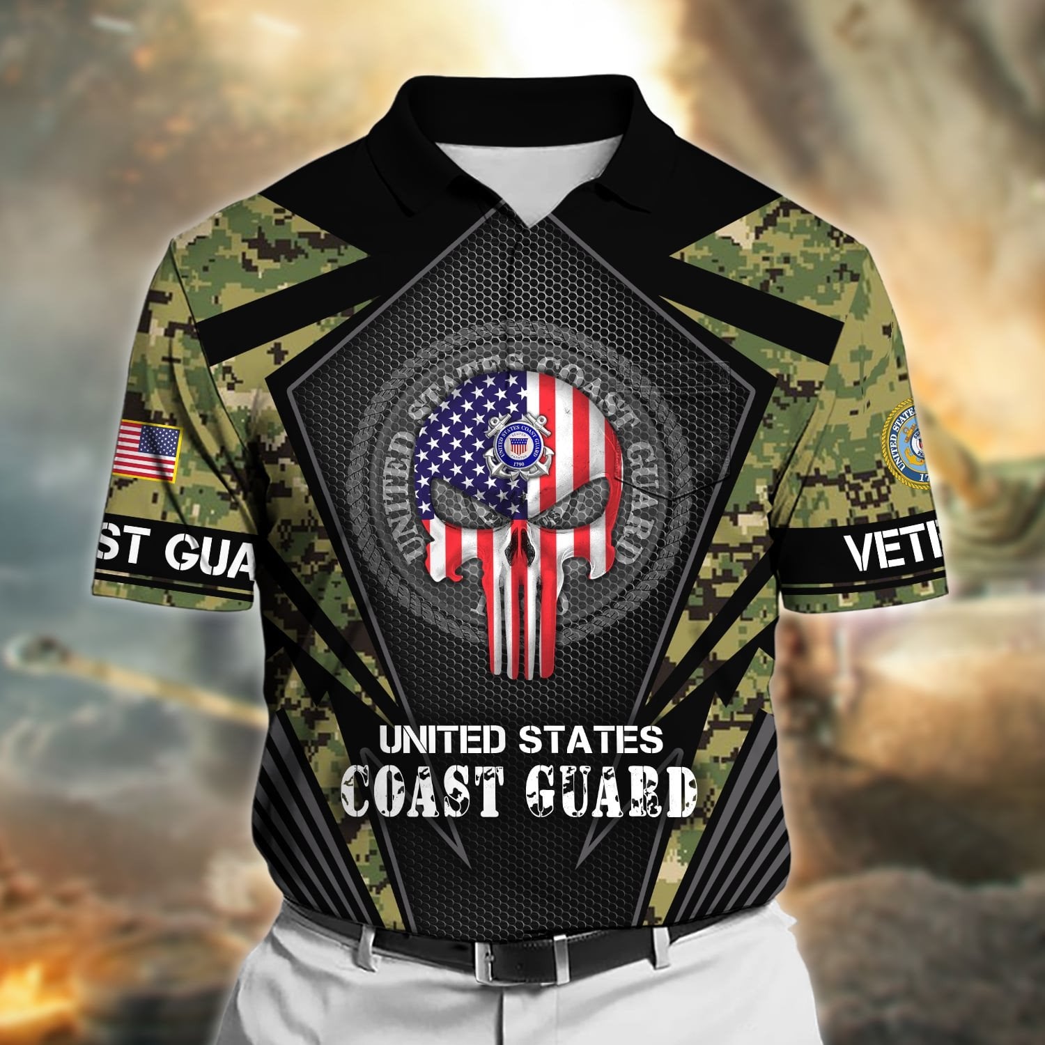 Premium Honoring All Who Served US Veteran Polo Shirt With Pocket NPVC050501