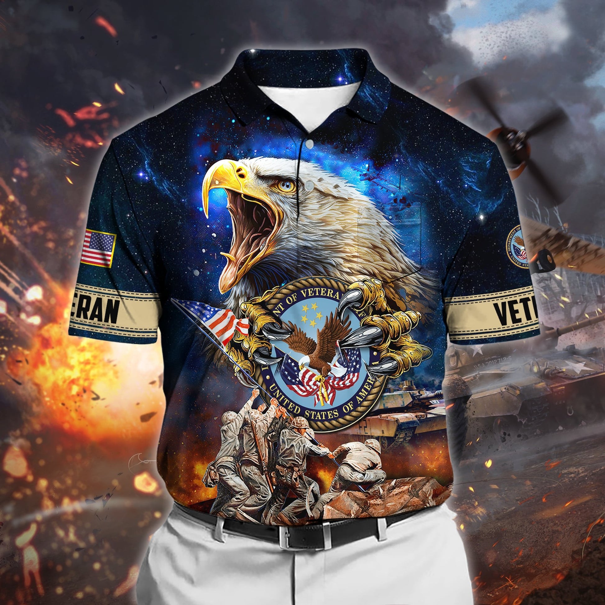 Premium Honoring All Who Served US Veteran Polo Shirt With Pocket NPVC200301