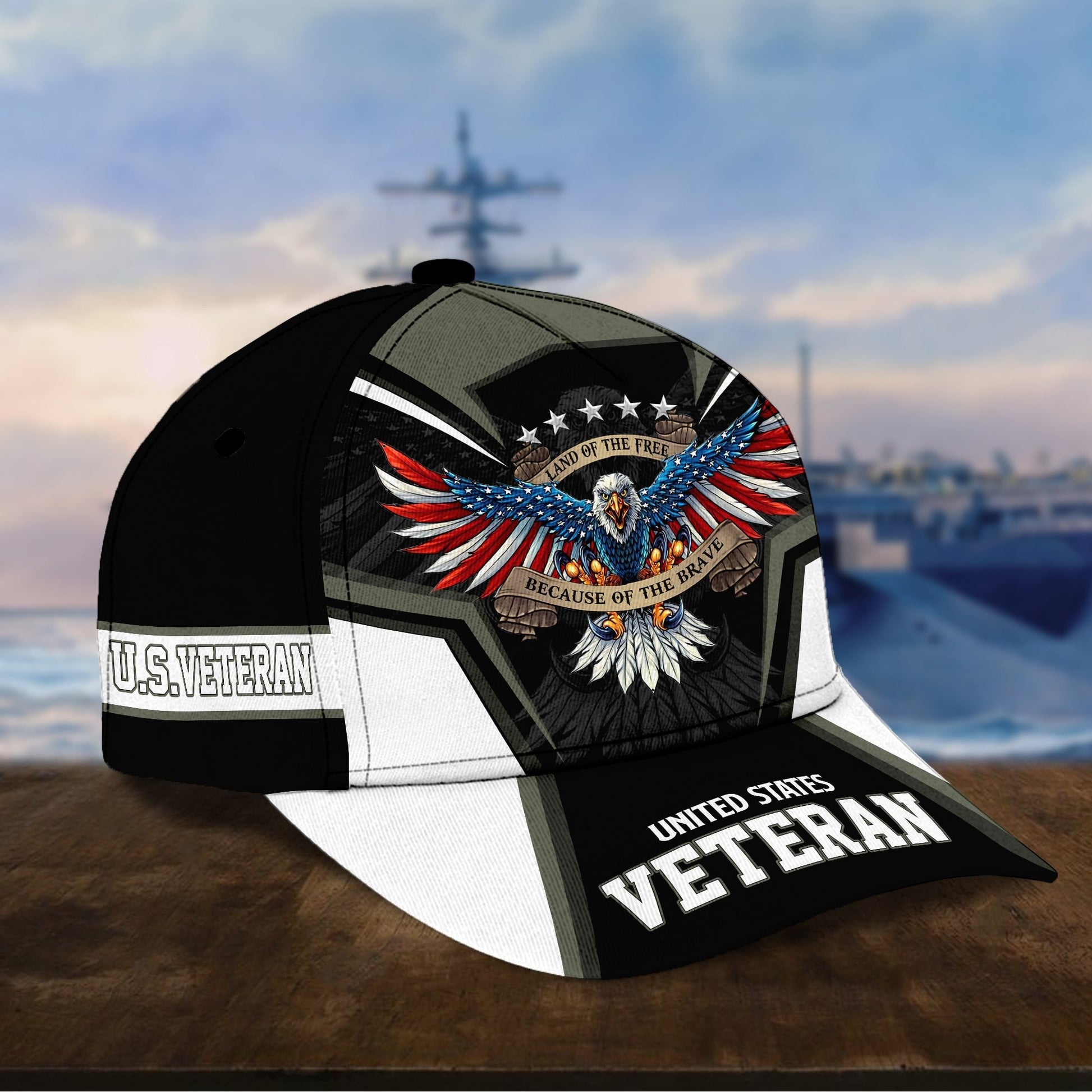 Premium Land Of The Free U.S. Veteran 3D Cap NPVC110701
