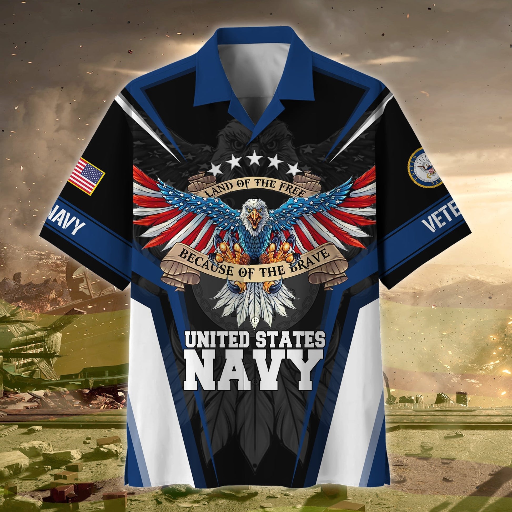 Premium Land Of The Free US Veteran Hawaii Shirt NPVC080302