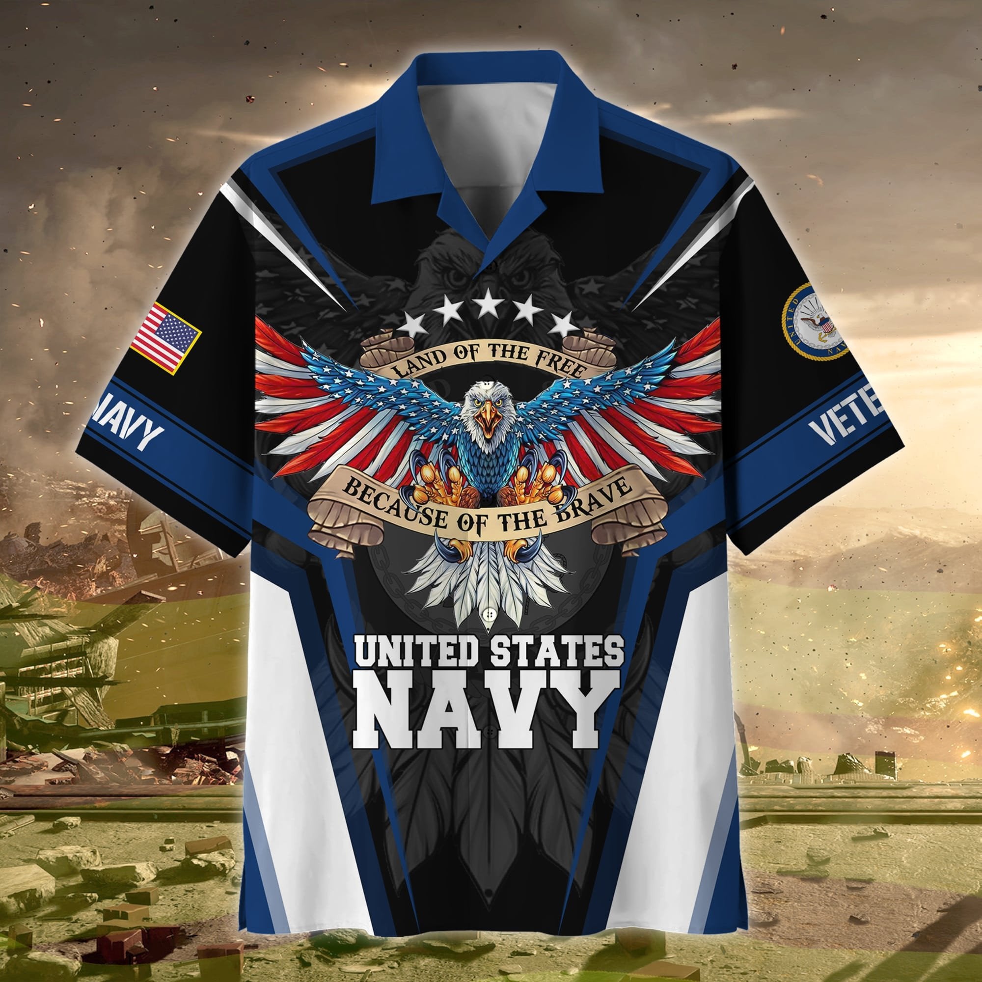 Premium Land Of The Free US Veteran Hawaii Shirt NPVC080302