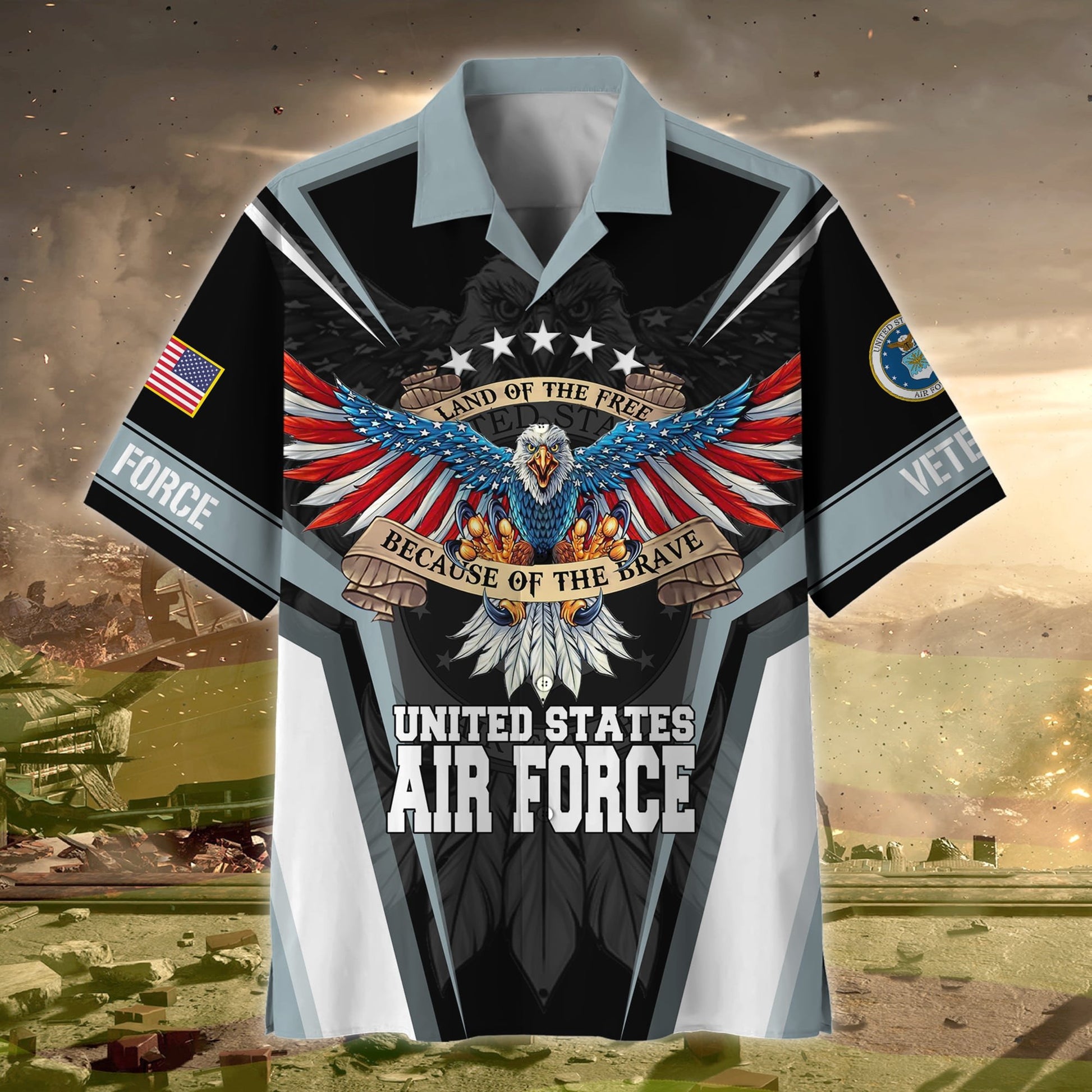 Premium Land Of The Free US Veteran Hawaii Shirt NPVC080302