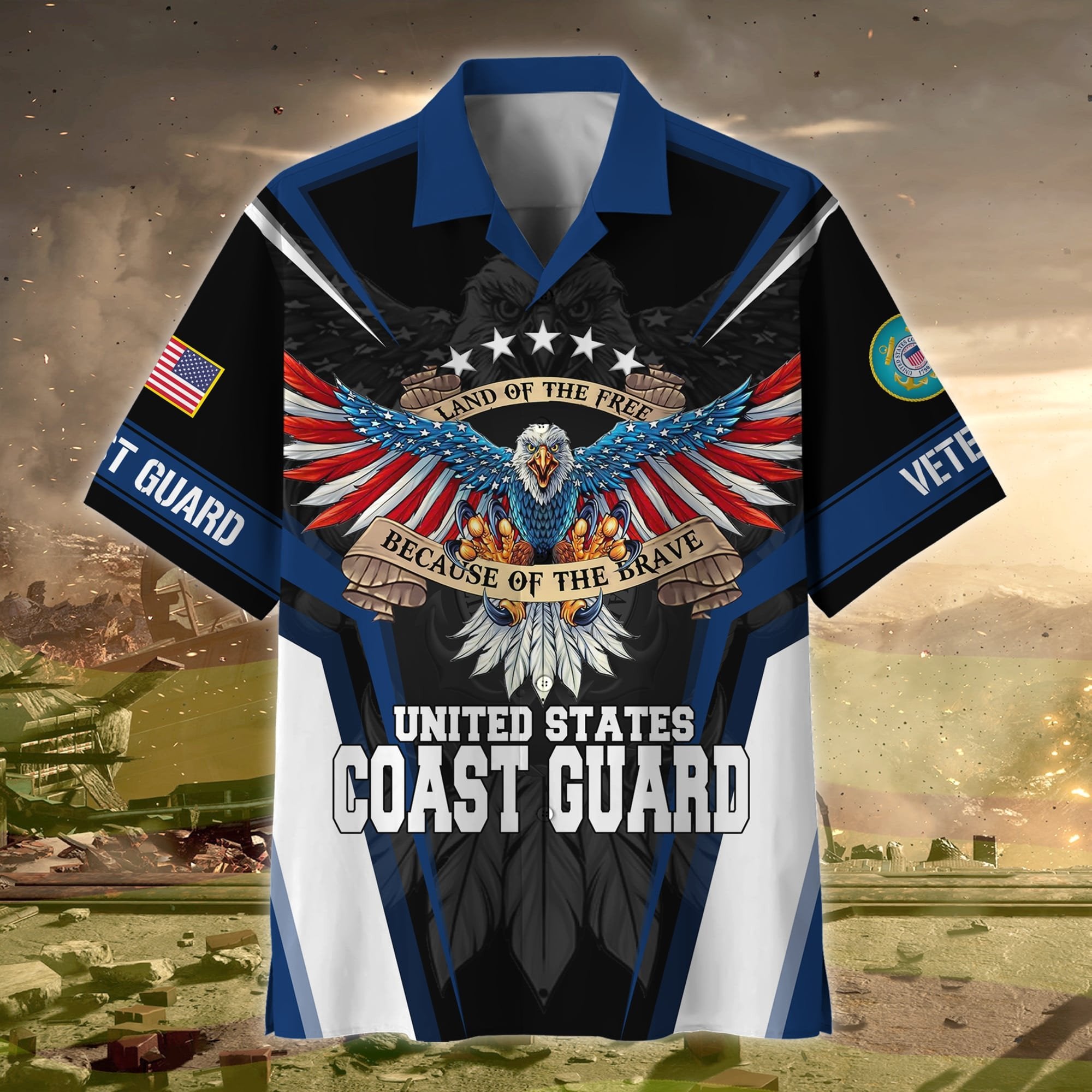 Premium Land Of The Free US Veteran Hawaii Shirt NPVC080302