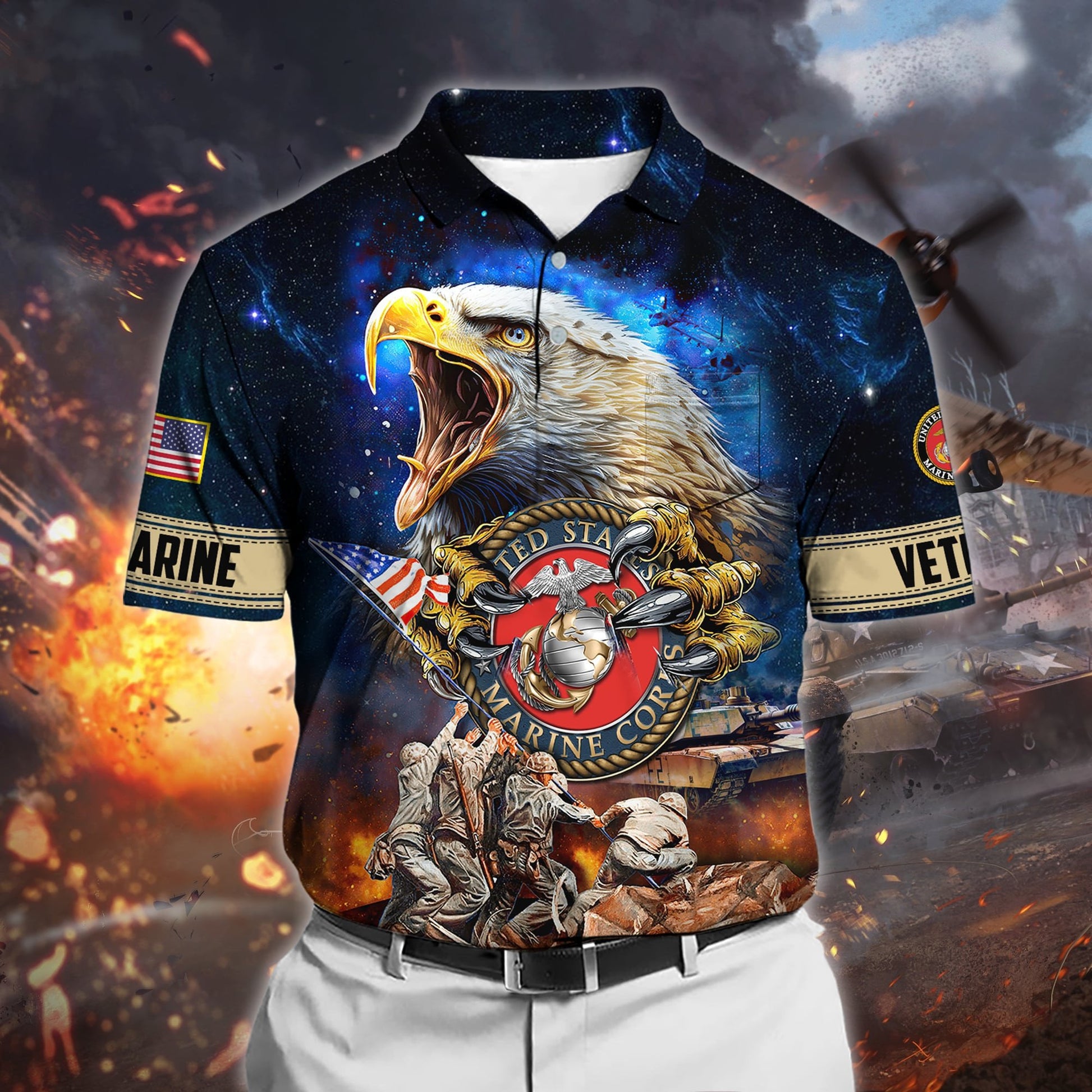 Premium Honoring All Who Served US Veteran Polo Shirt With Pocket NPVC200301