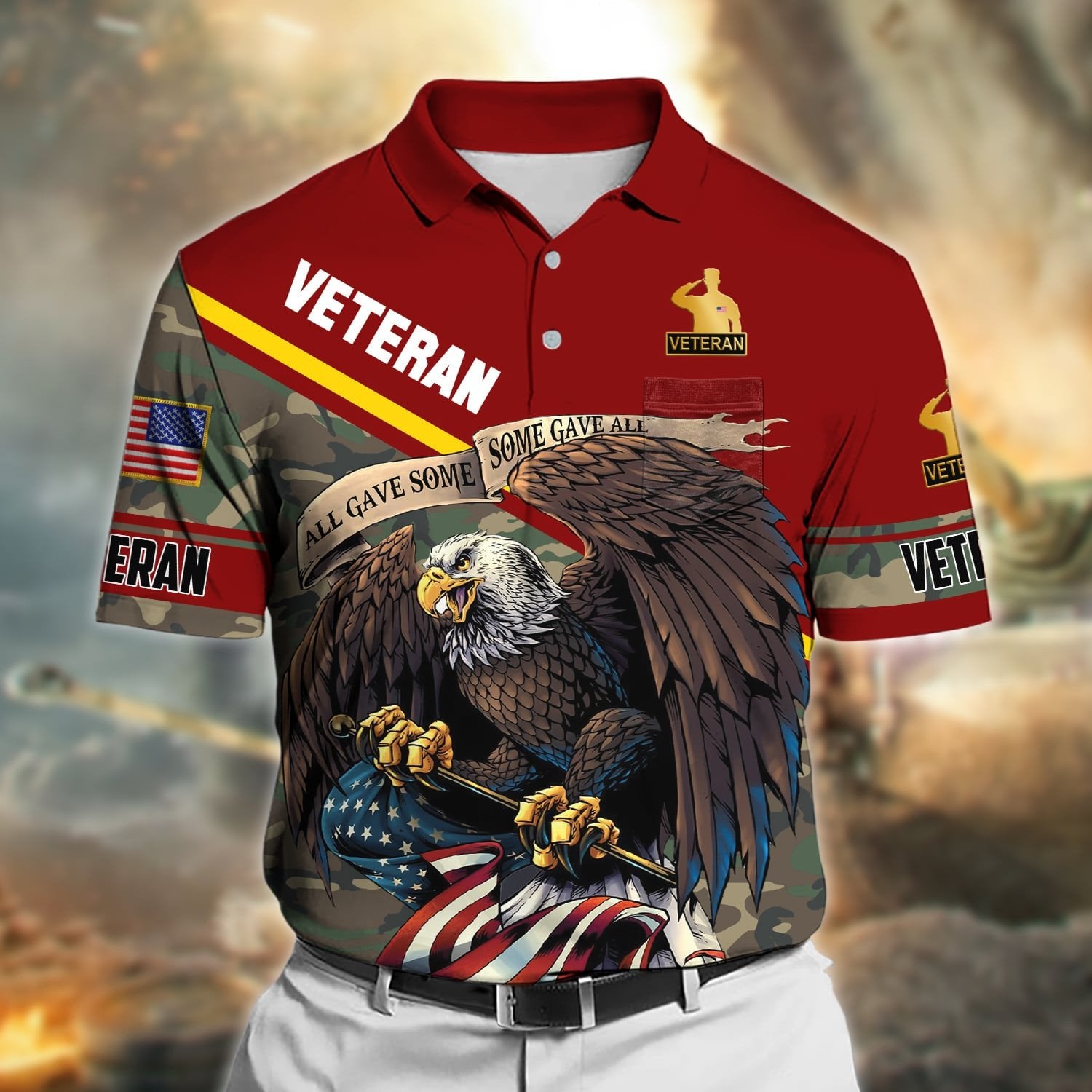 Premium All Gave Some Some Gave All US Veteran Polo Shirt With Pocket NPVC090401