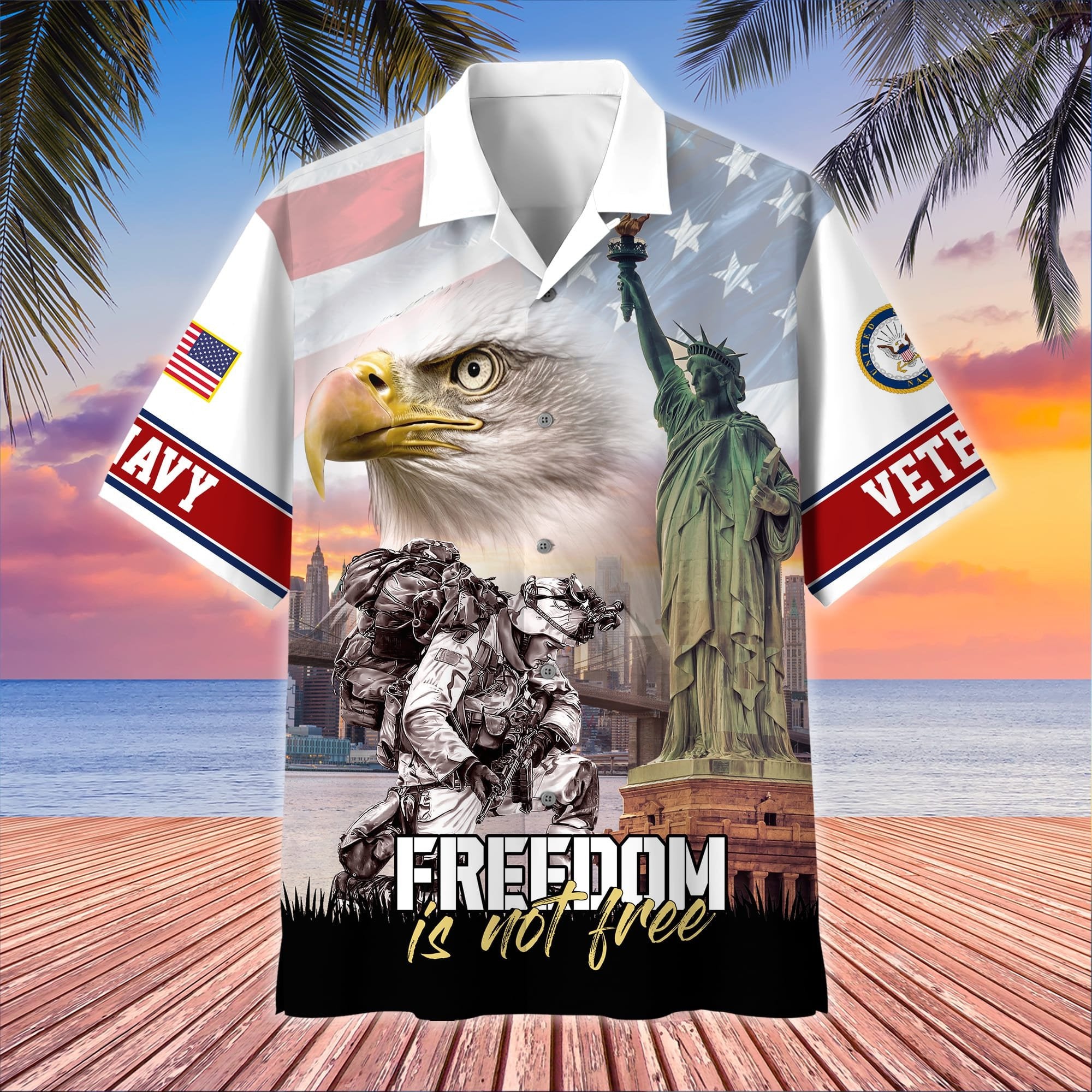 Premium Freedom Is Not Free US Veteran Hawaii Shirt NPVC020601