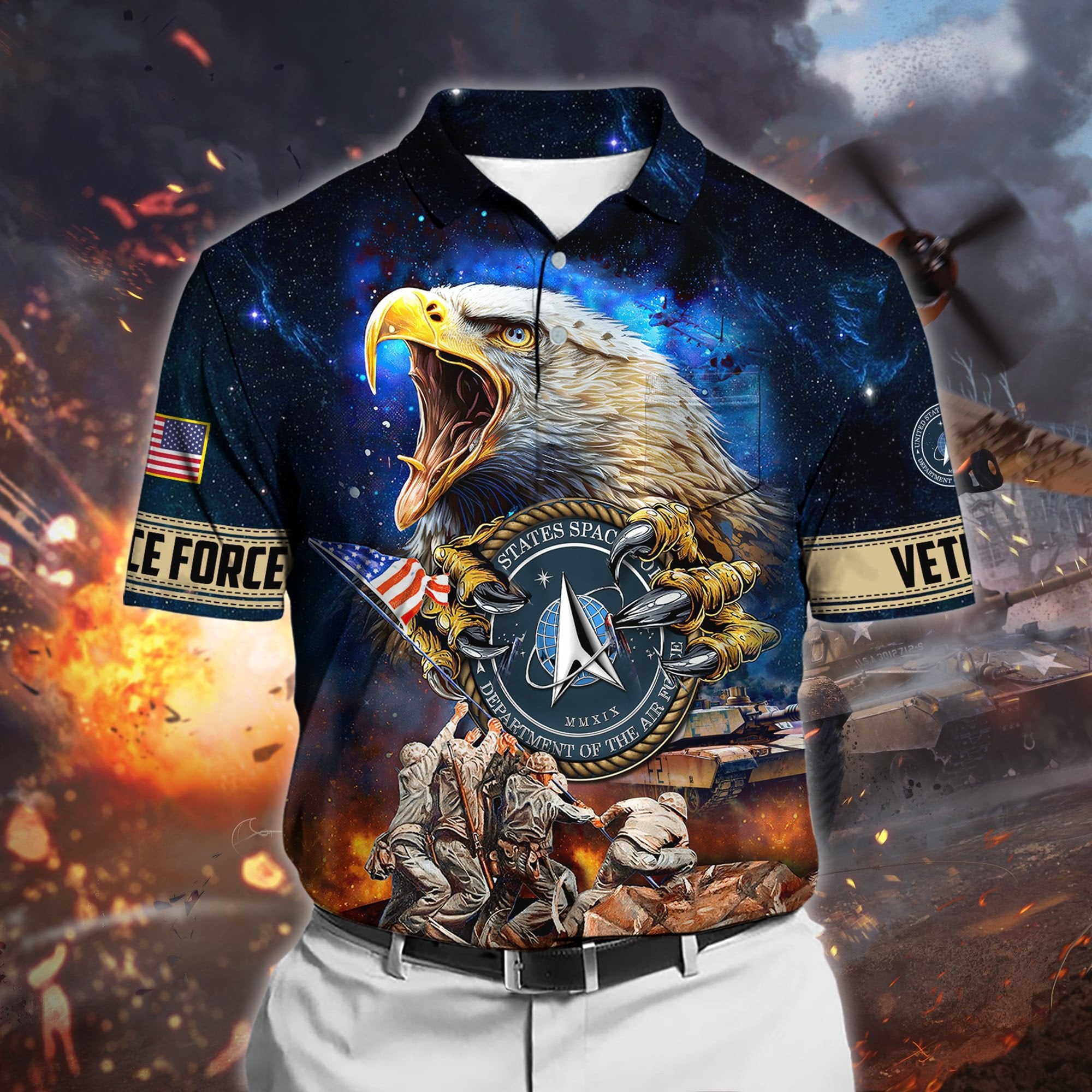 Premium Honoring All Who Served US Veteran Polo Shirt With Pocket NPVC200301
