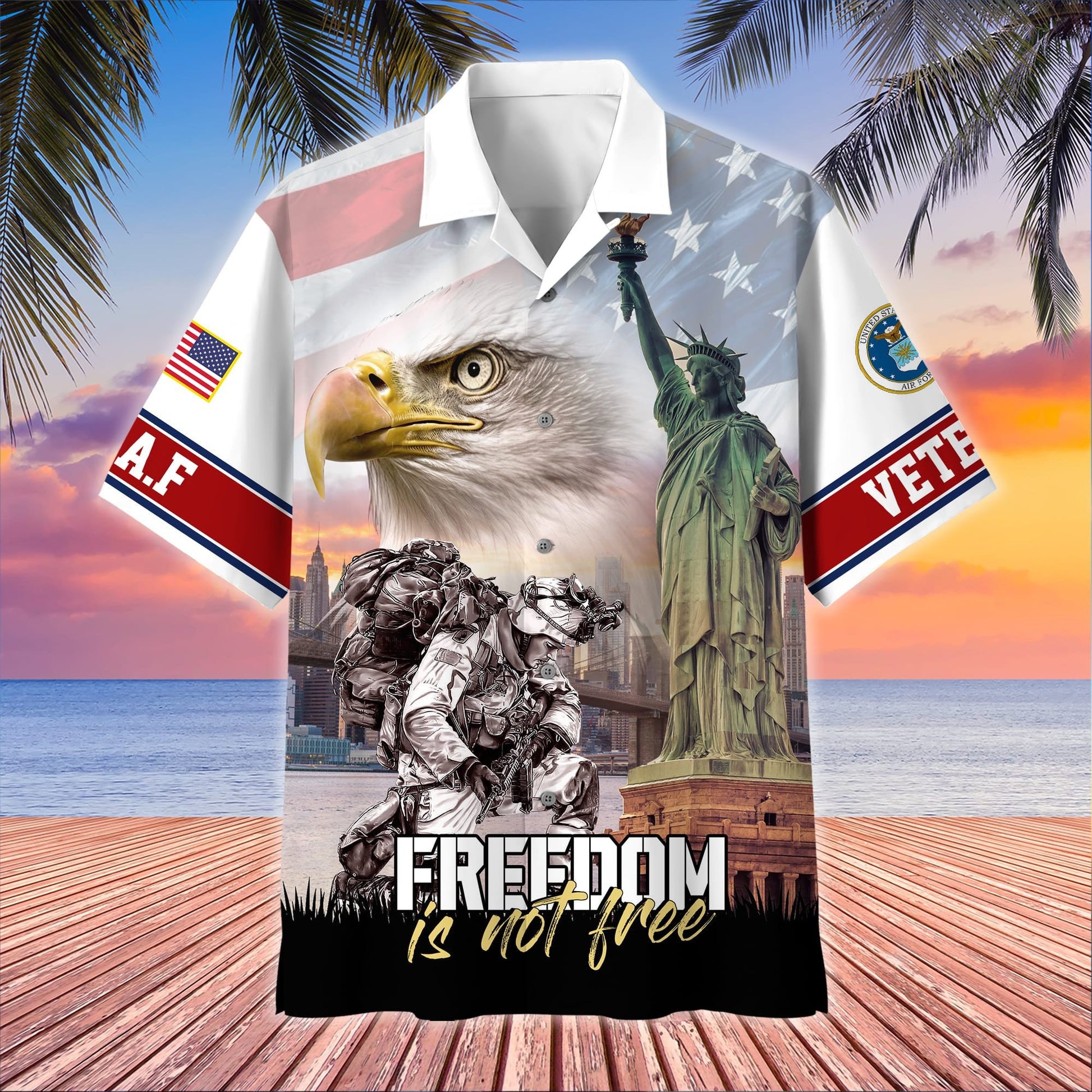 Premium Freedom Is Not Free US Veteran Hawaii Shirt NPVC020601