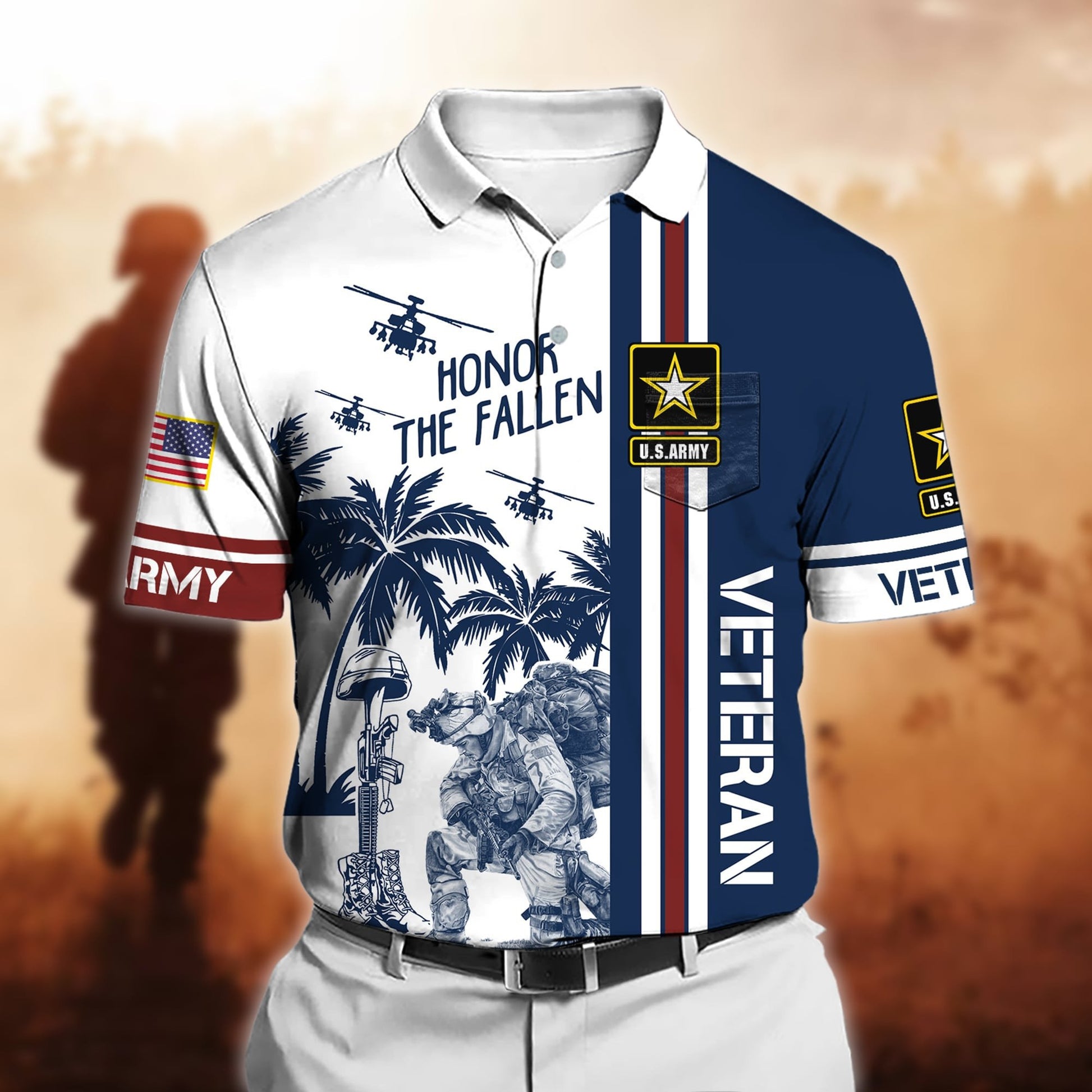 Premium Honor The Fallen US Veteran Polo Shirt With Pocket NPVC280302