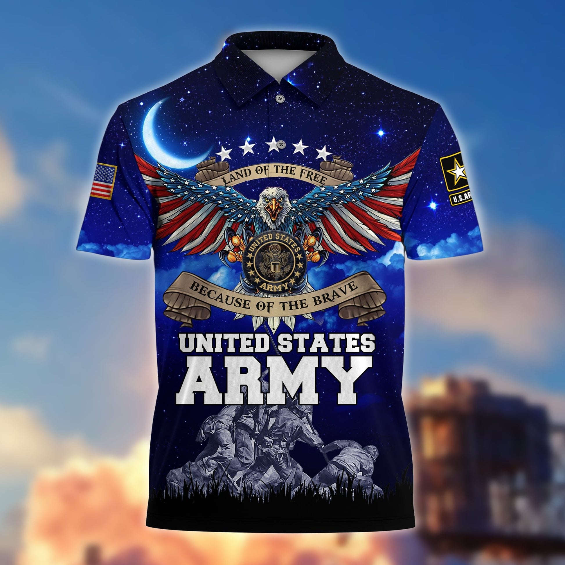 Premium Land Of The Free US Veteran Polo Shirt NPVC200201