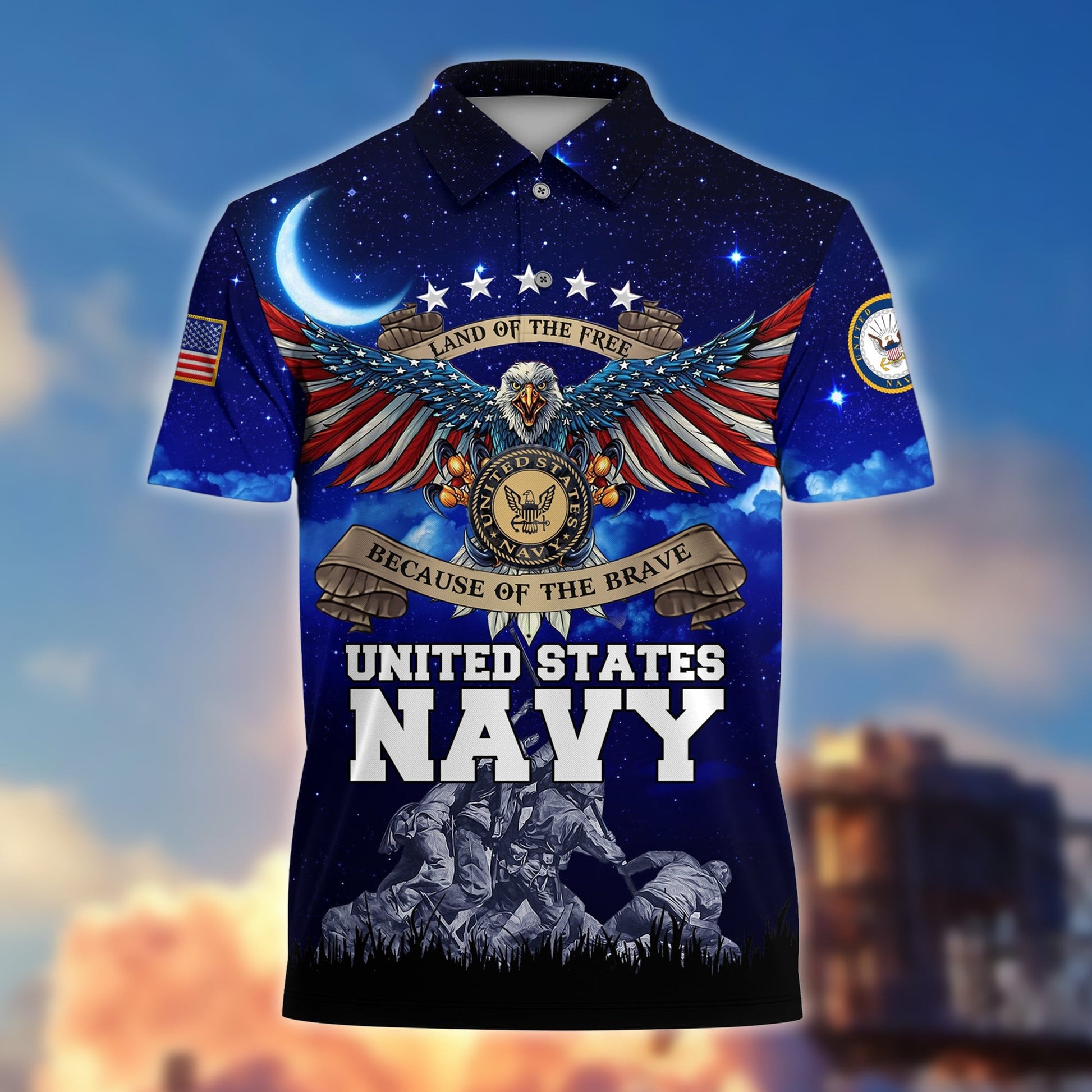 Premium Land Of The Free US Veteran Polo Shirt NPVC200201