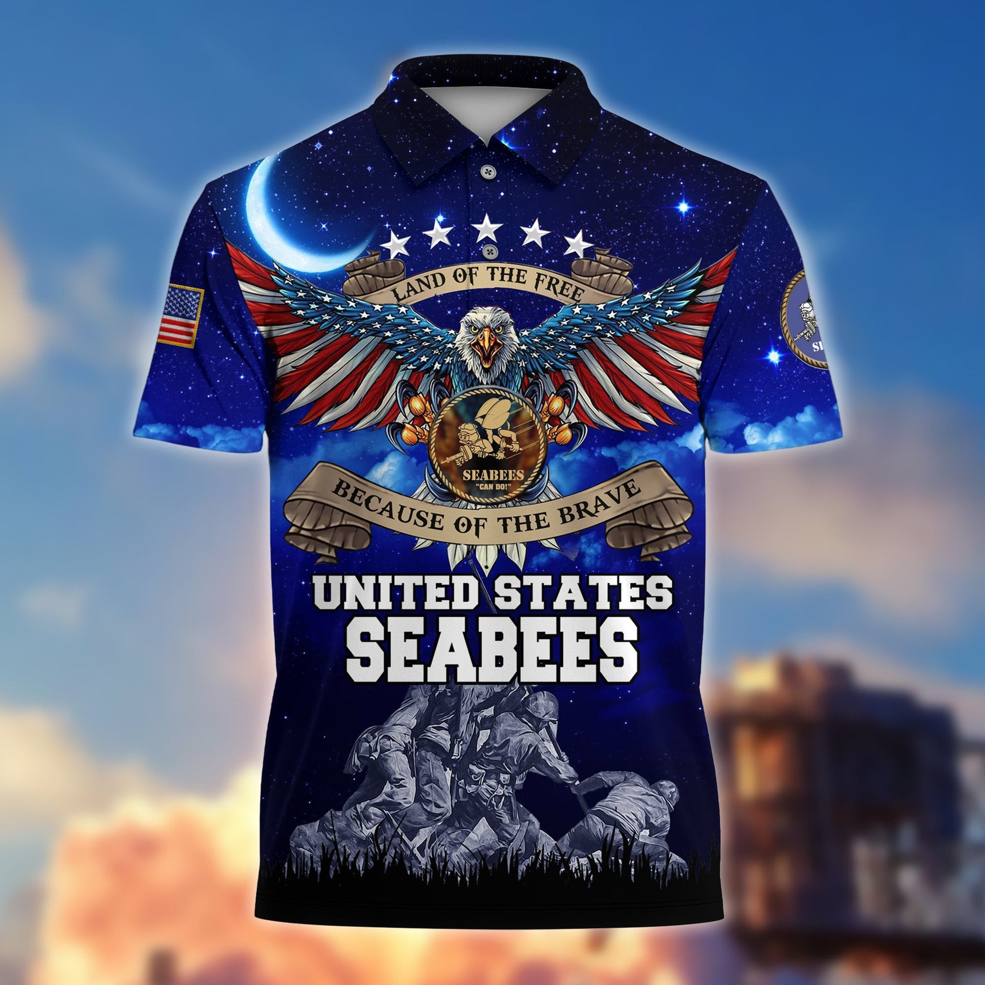 Premium Land Of The Free US Veteran Polo Shirt NPVC200201