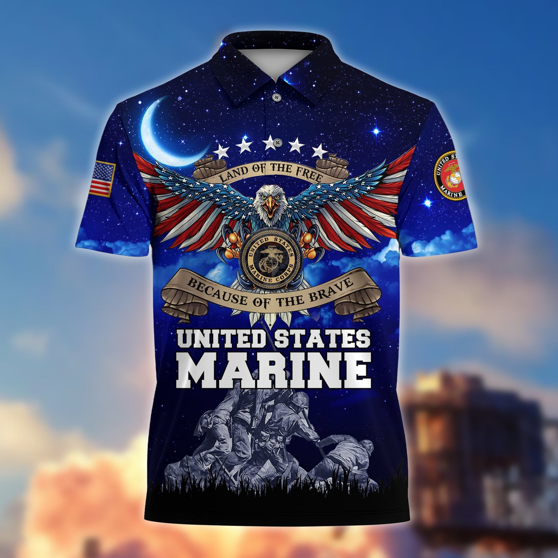 Premium Land Of The Free US Veteran Polo Shirt NPVC200201