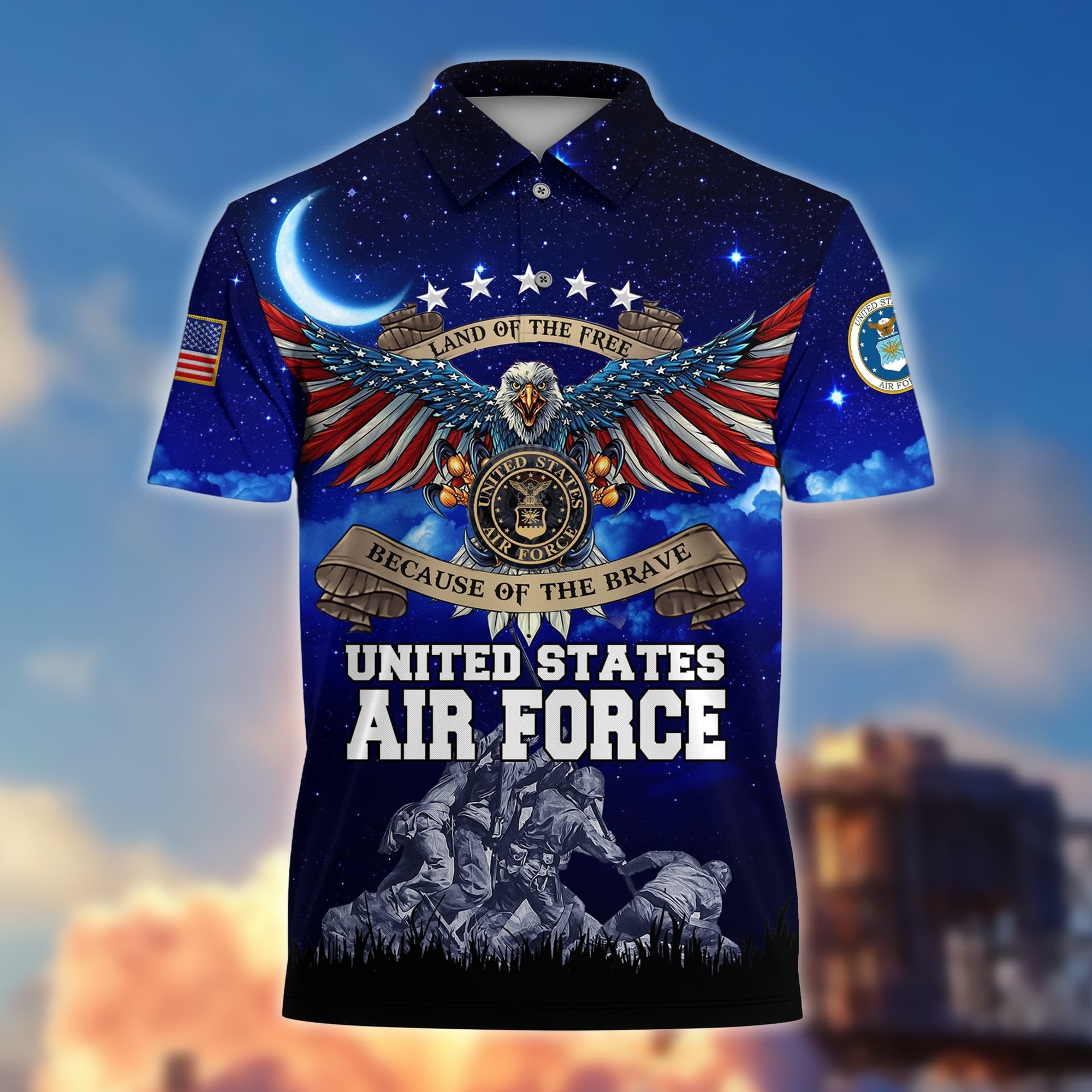 Premium Land Of The Free US Veteran Polo Shirt NPVC200201