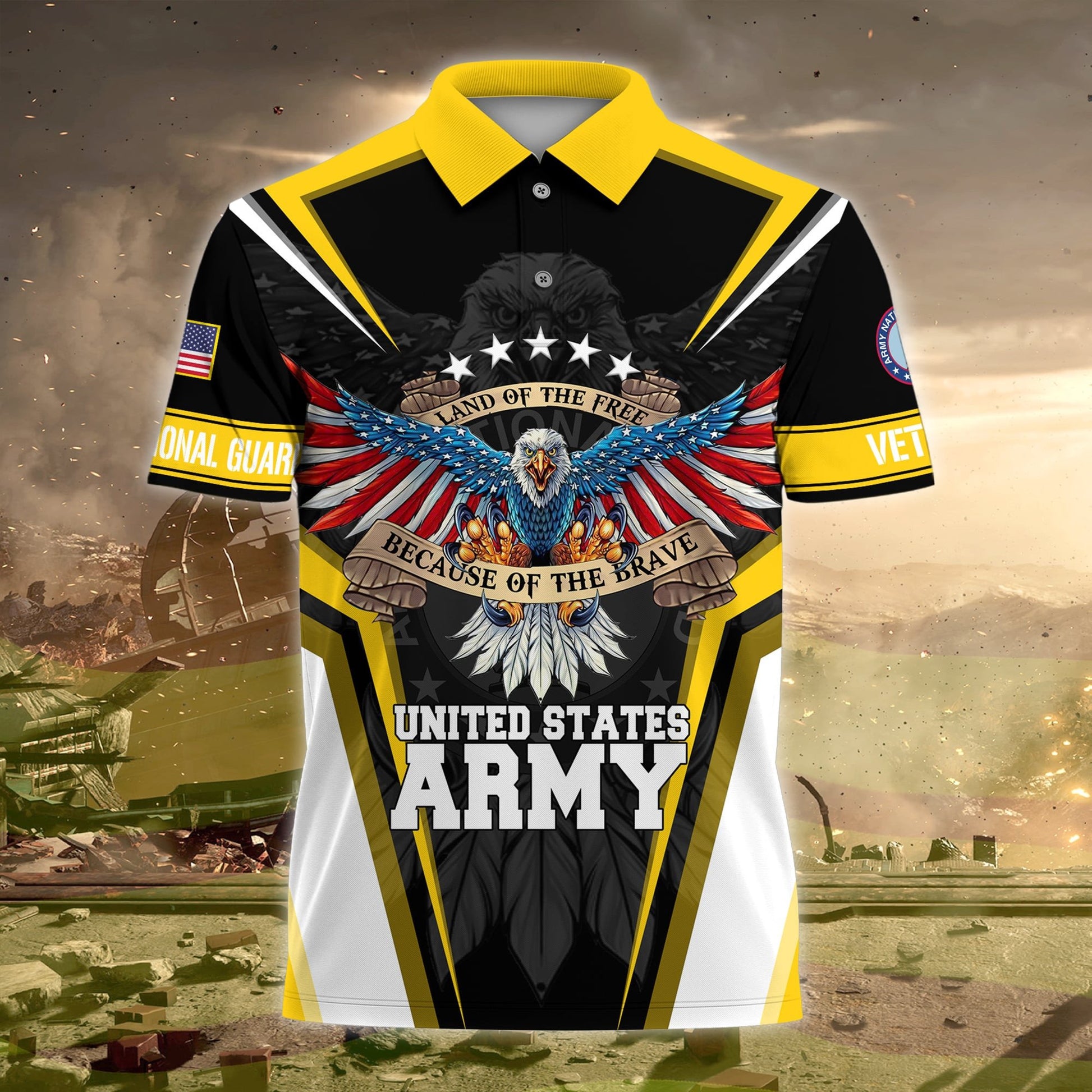 Premium Land Of The Free US Veteran Polo Shirt NPVC080301