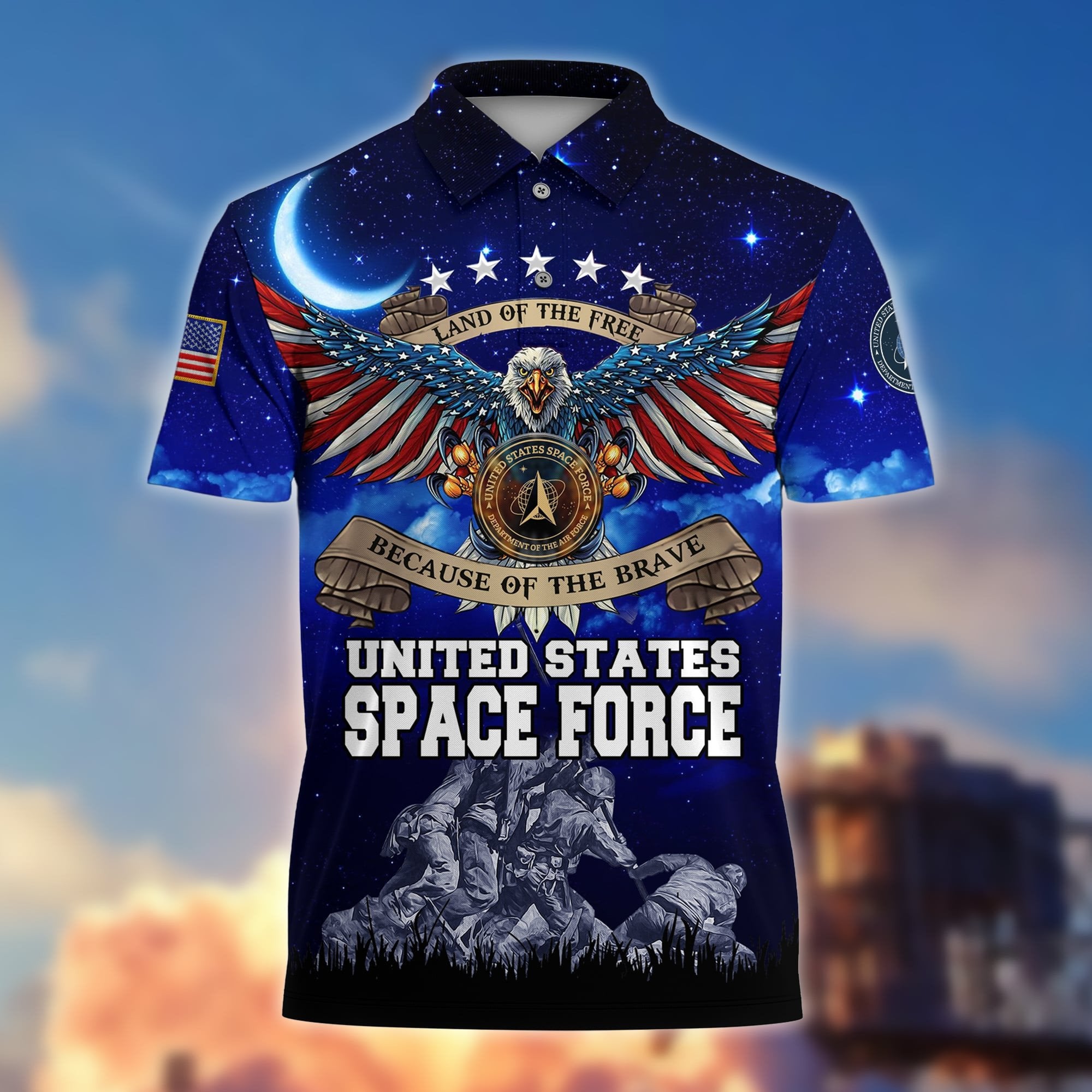 Premium Land Of The Free US Veteran Polo Shirt NPVC200201