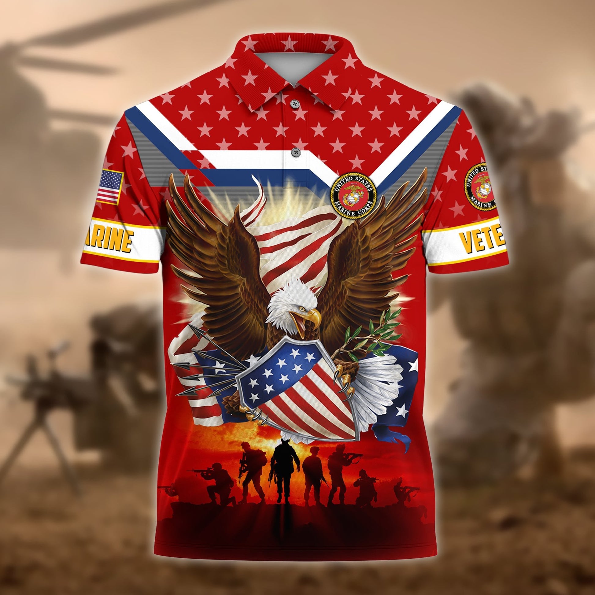Premium Eagle US Veteran Polo And Hawaii Shirt NPVC201202