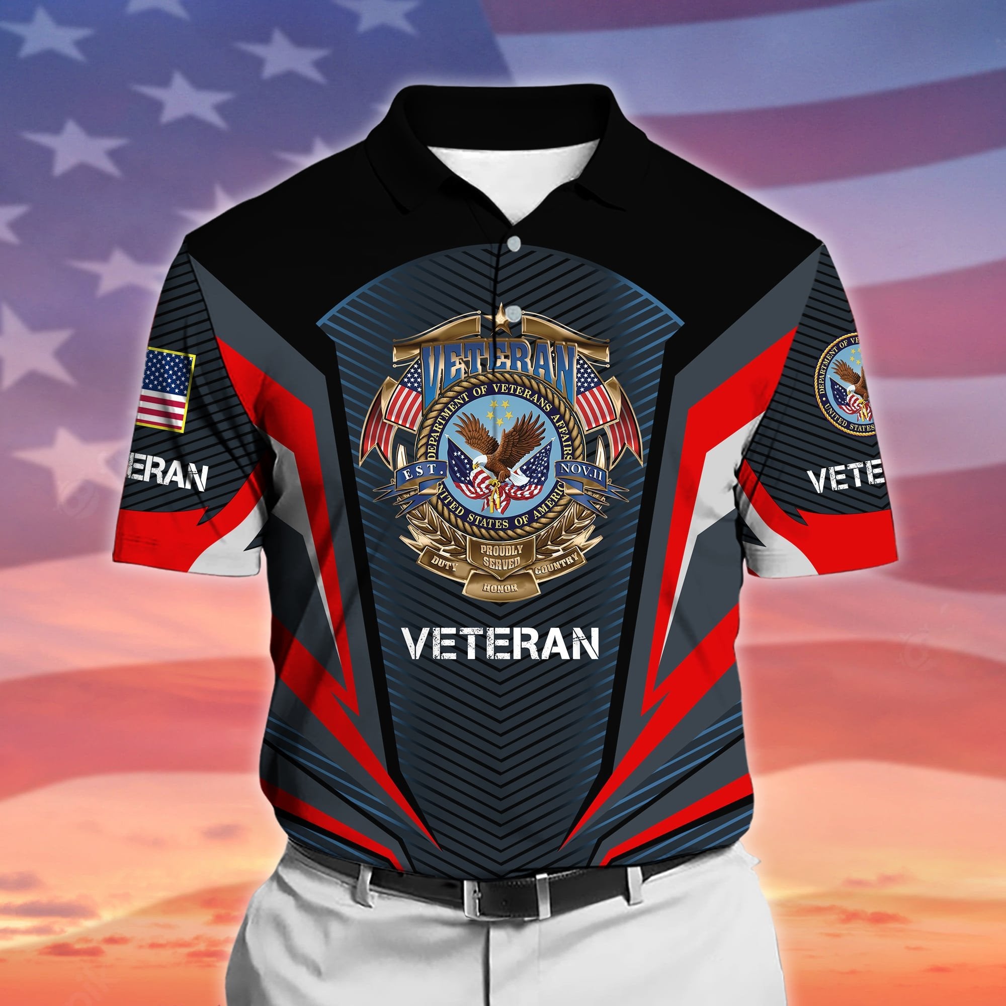 Premium Proudly Served US Veteran Polo Shirt NPVC160501