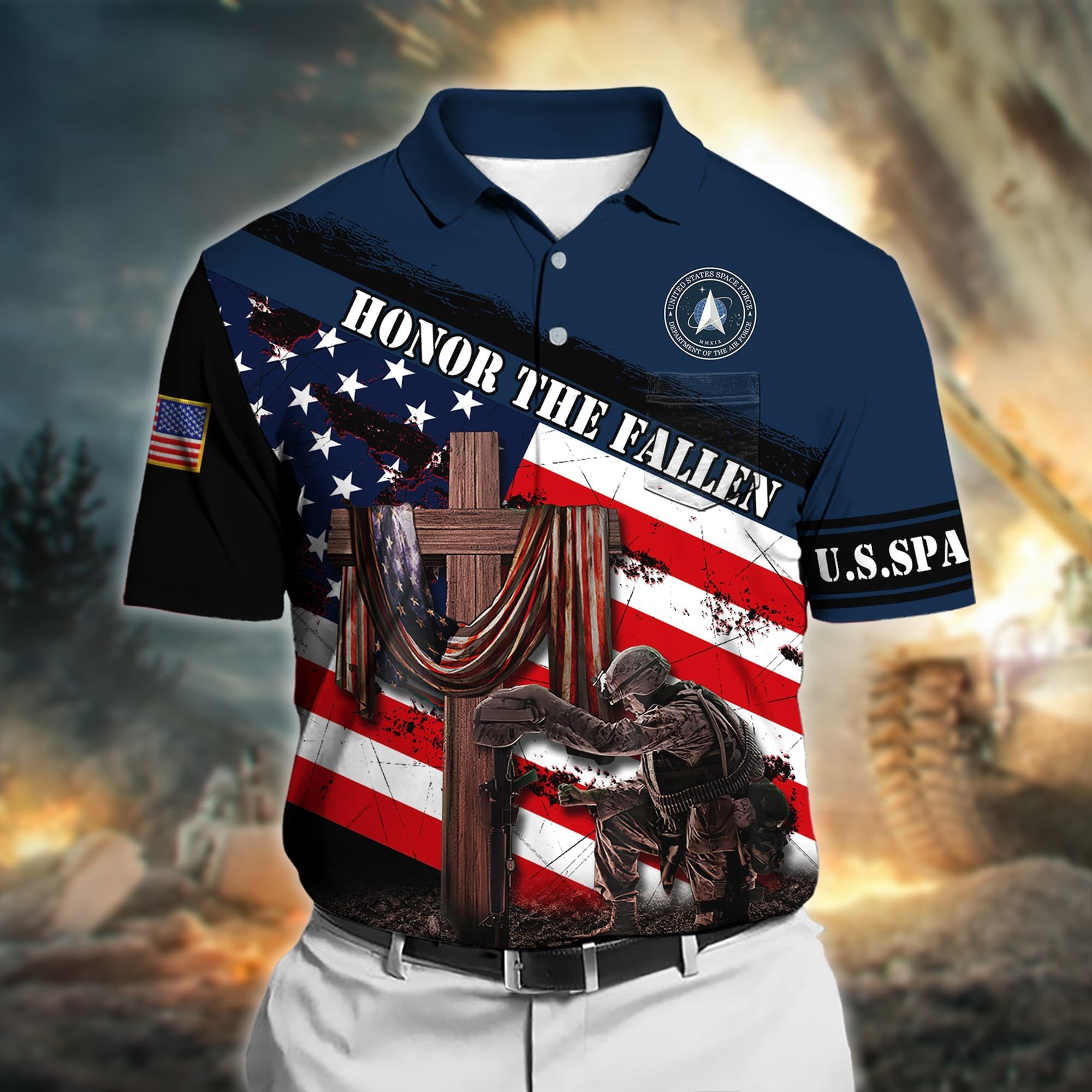 Premium Honor The Fallen US Veteran Polo Shirt With Pocket NPVC160301