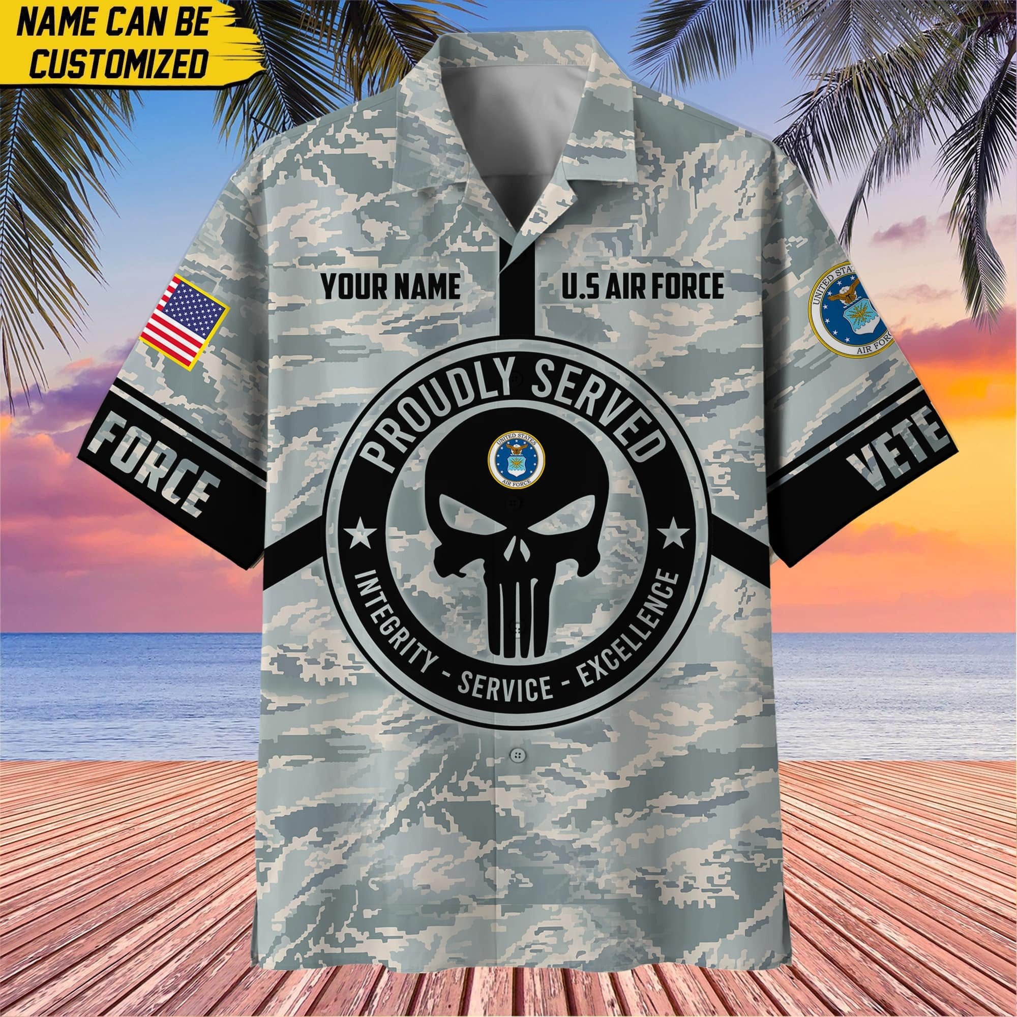 Premium Personalized Camo Soldiers Multiservice US Veteran Hawaii Shirt NPVC140601