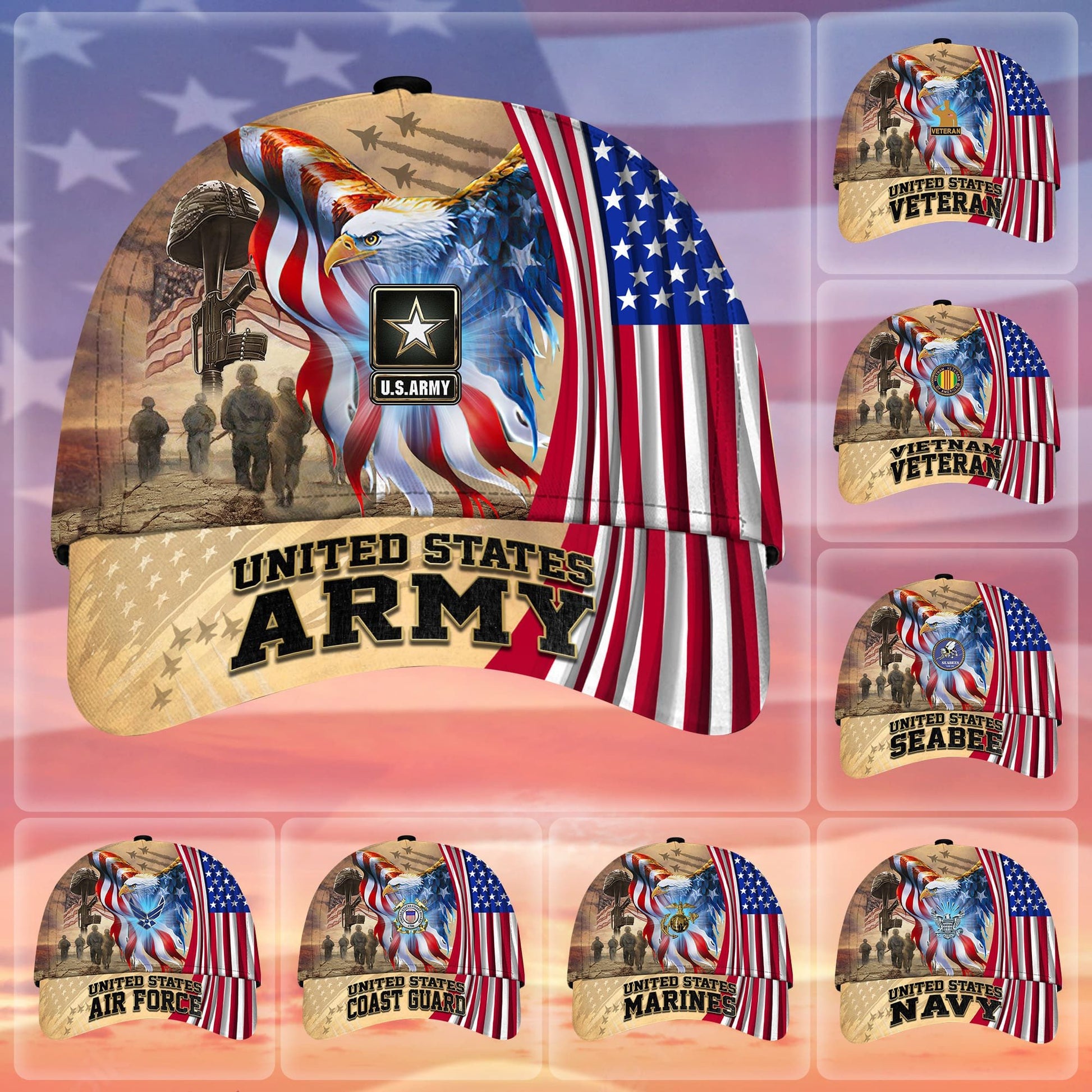 Premium Honoring All Who Served US Veteran Cap APVC010801
