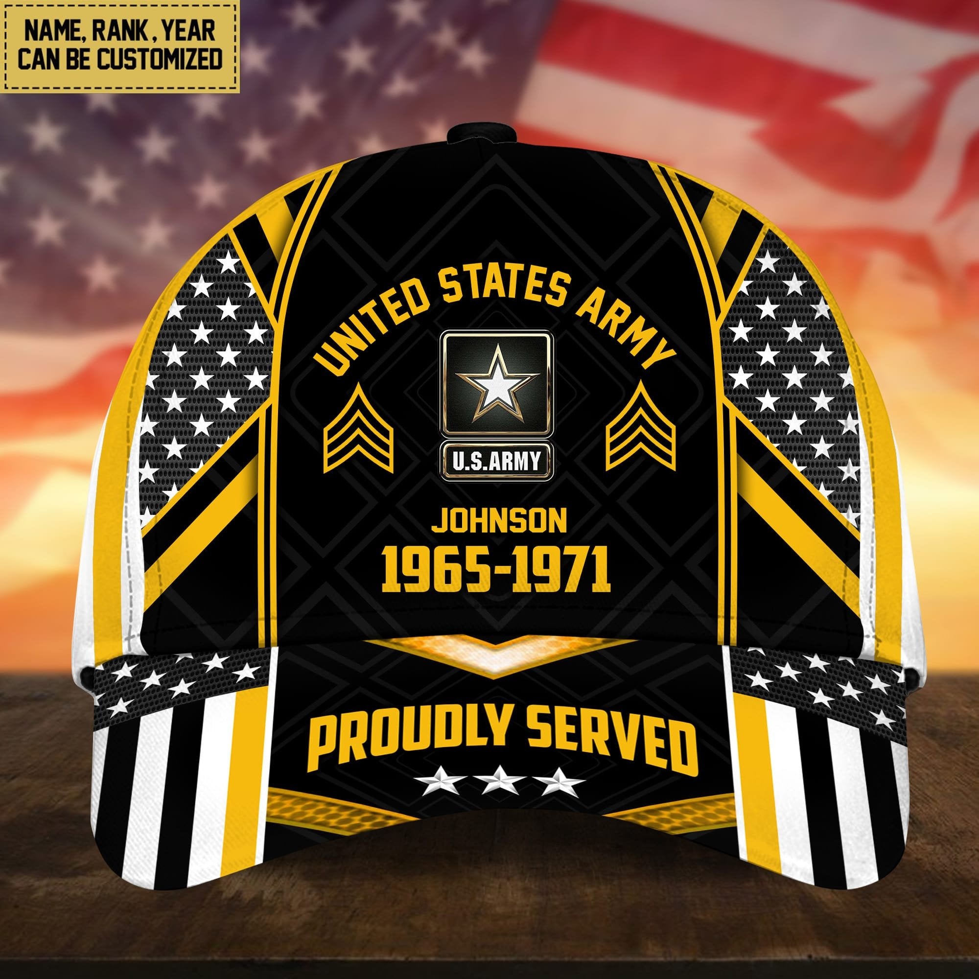 Premium Custom Name Rank And Year US Veteran Cap APVC160802