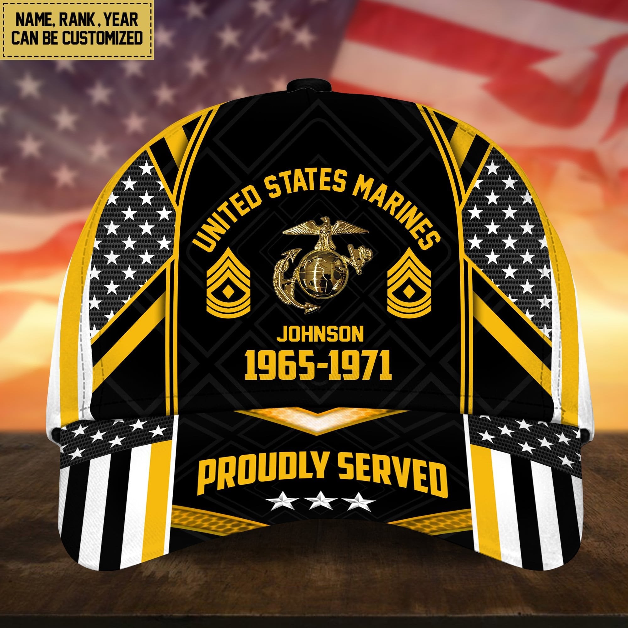 Premium Custom Name Rank And Year US Veteran Cap APVC160802