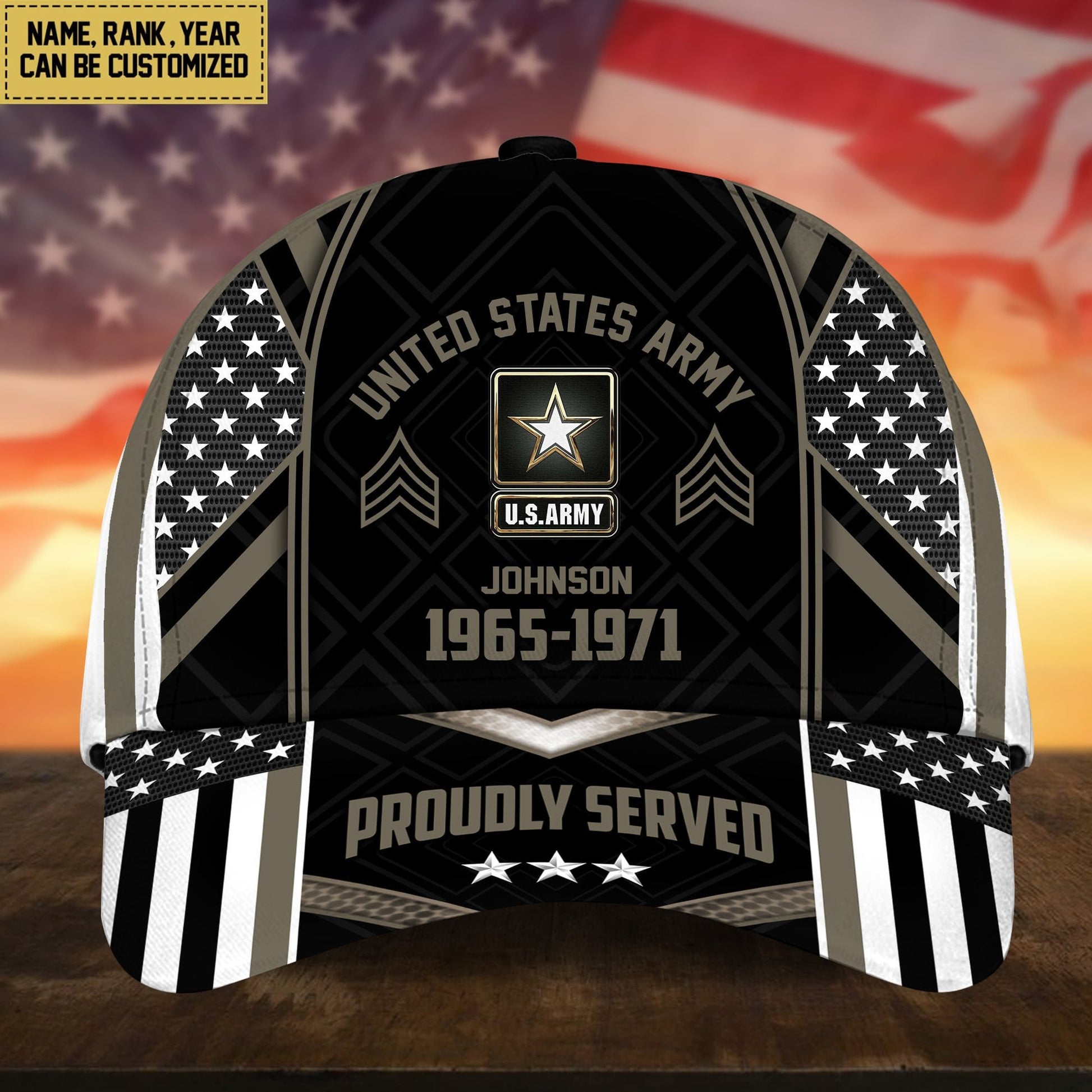 Premium Custom Name Rank And Year US Veteran Cap APVC160802