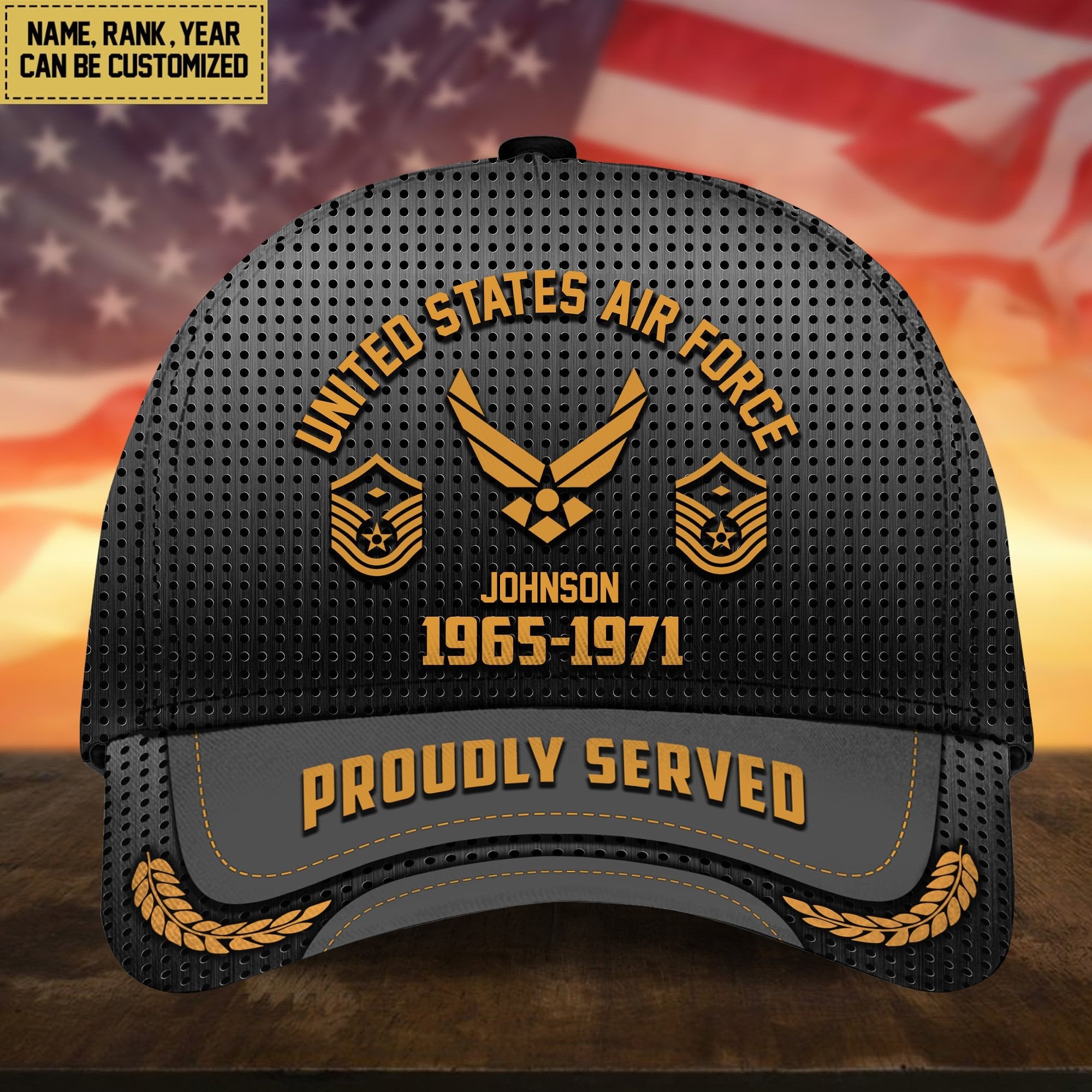Premium Custom Name Rank And Year US Veteran Cap APVC160801