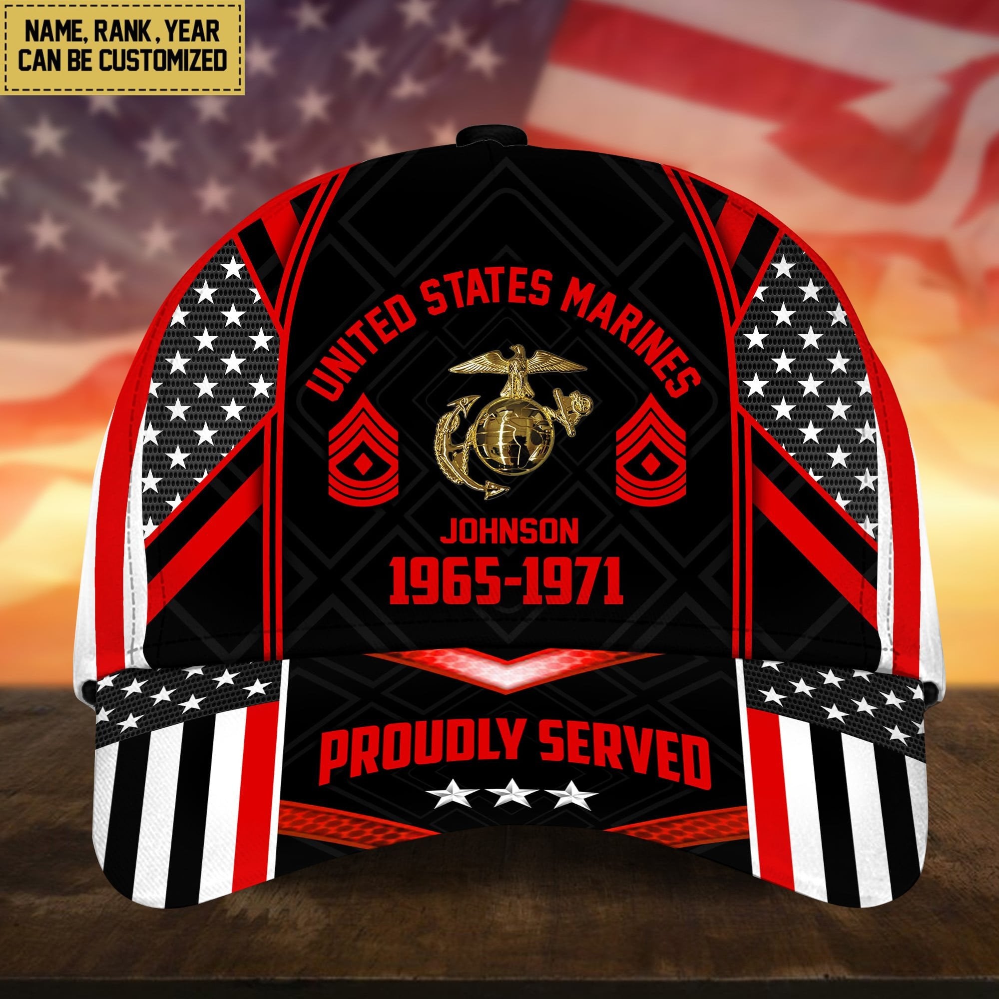 Premium Custom Name Rank And Year US Veteran Cap APVC160802