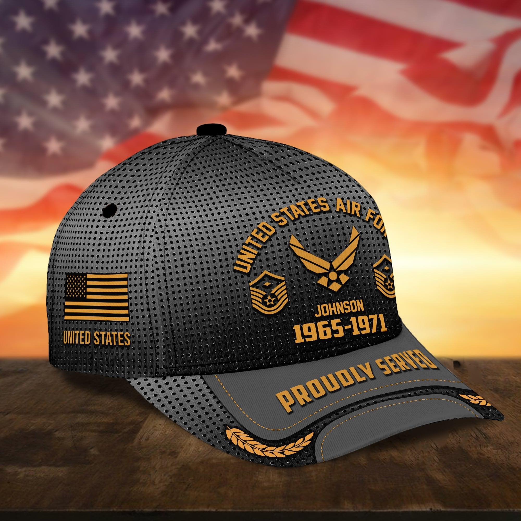 Premium Custom Name Rank And Year US Veteran Cap APVC160801
