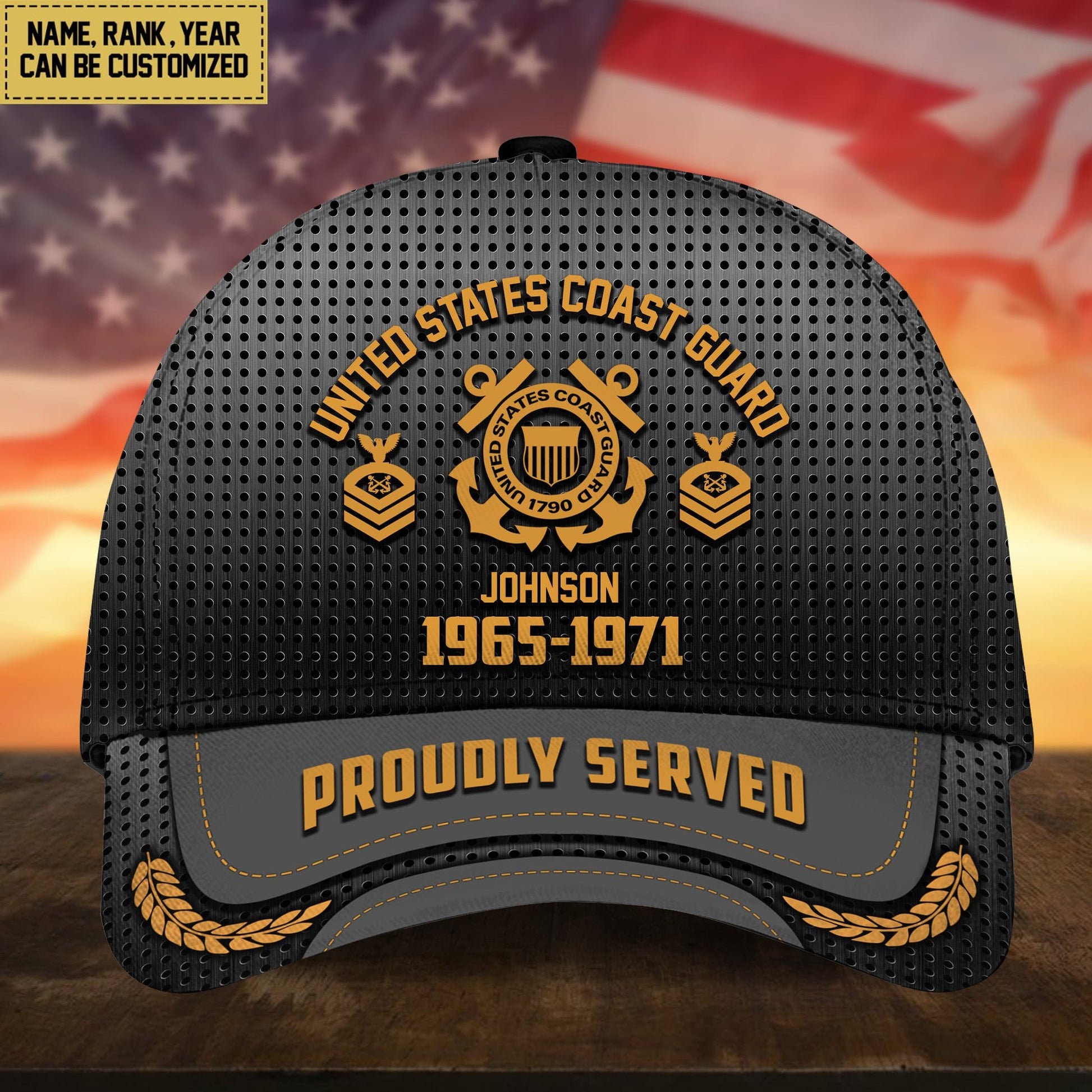 Premium Custom Name Rank And Year US Veteran Cap APVC160801
