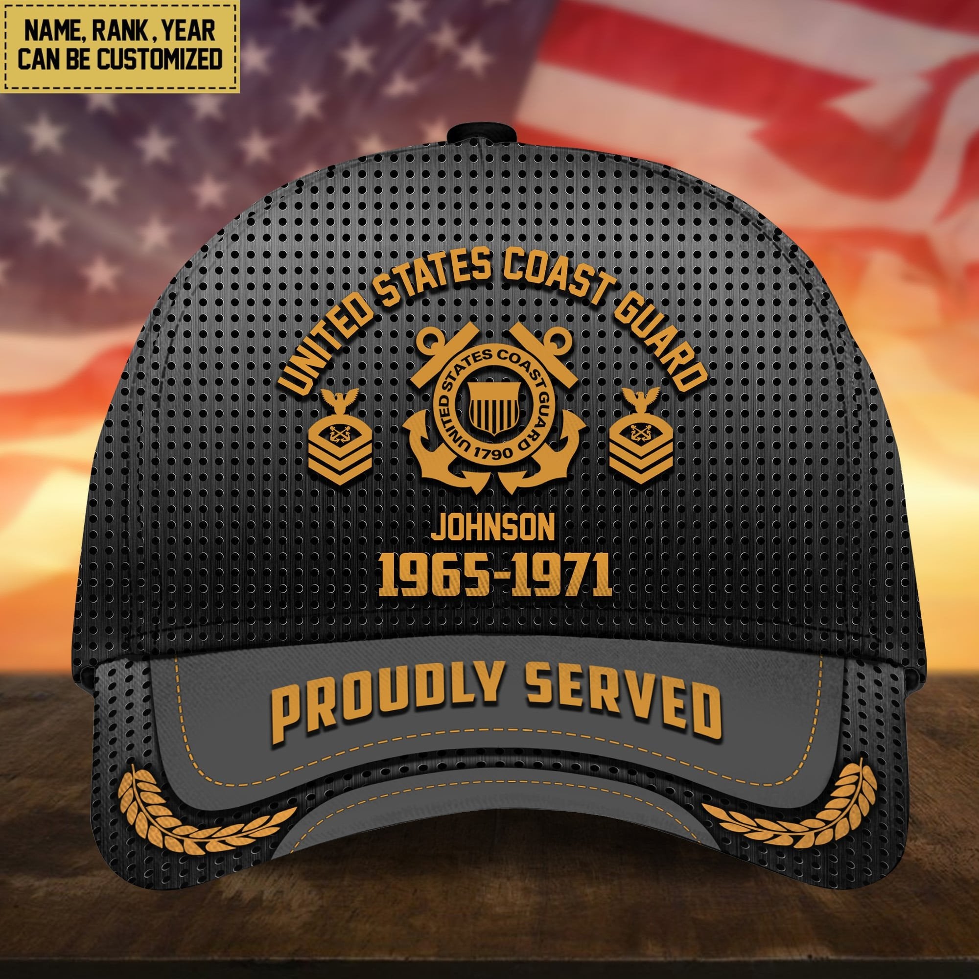Premium Custom Name Rank And Year US Veteran Cap APVC160801