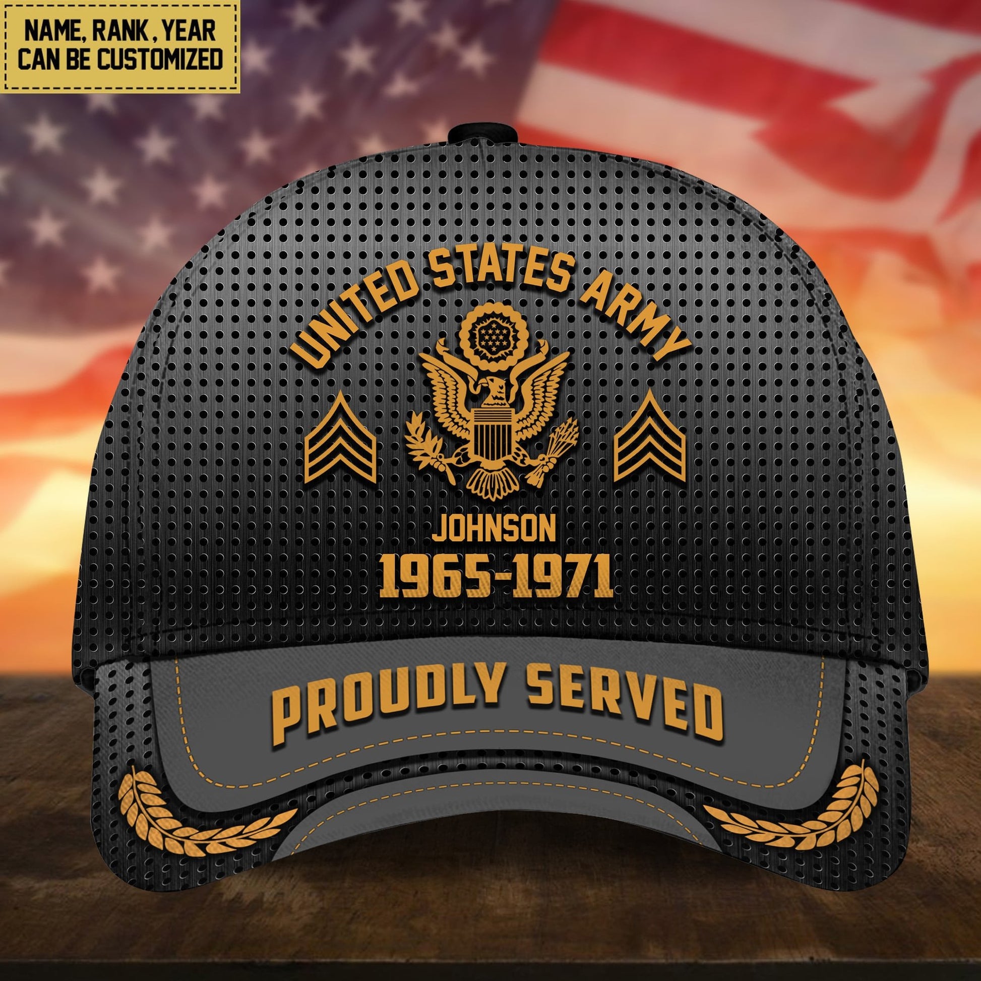 Premium Custom Name Rank And Year US Veteran Cap APVC160801