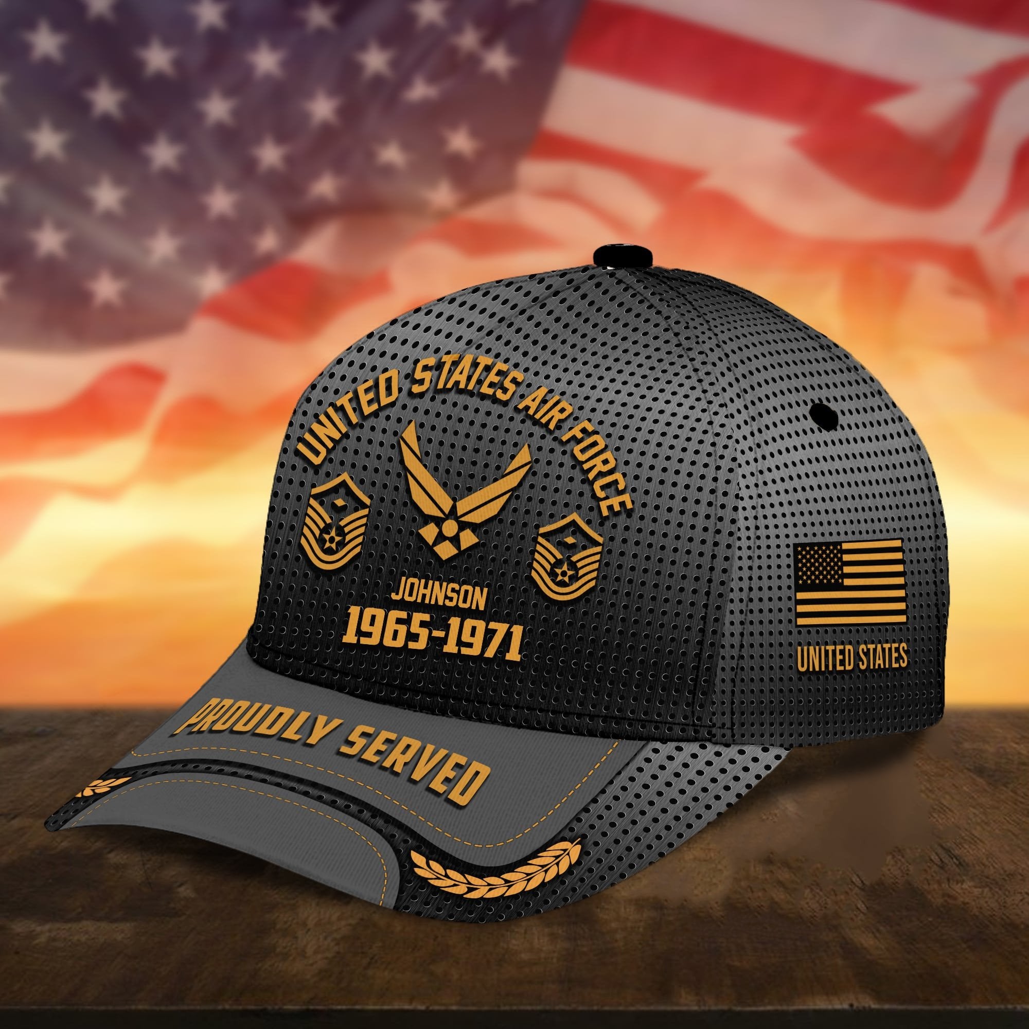 Premium Custom Name Rank And Year US Veteran Cap APVC160801