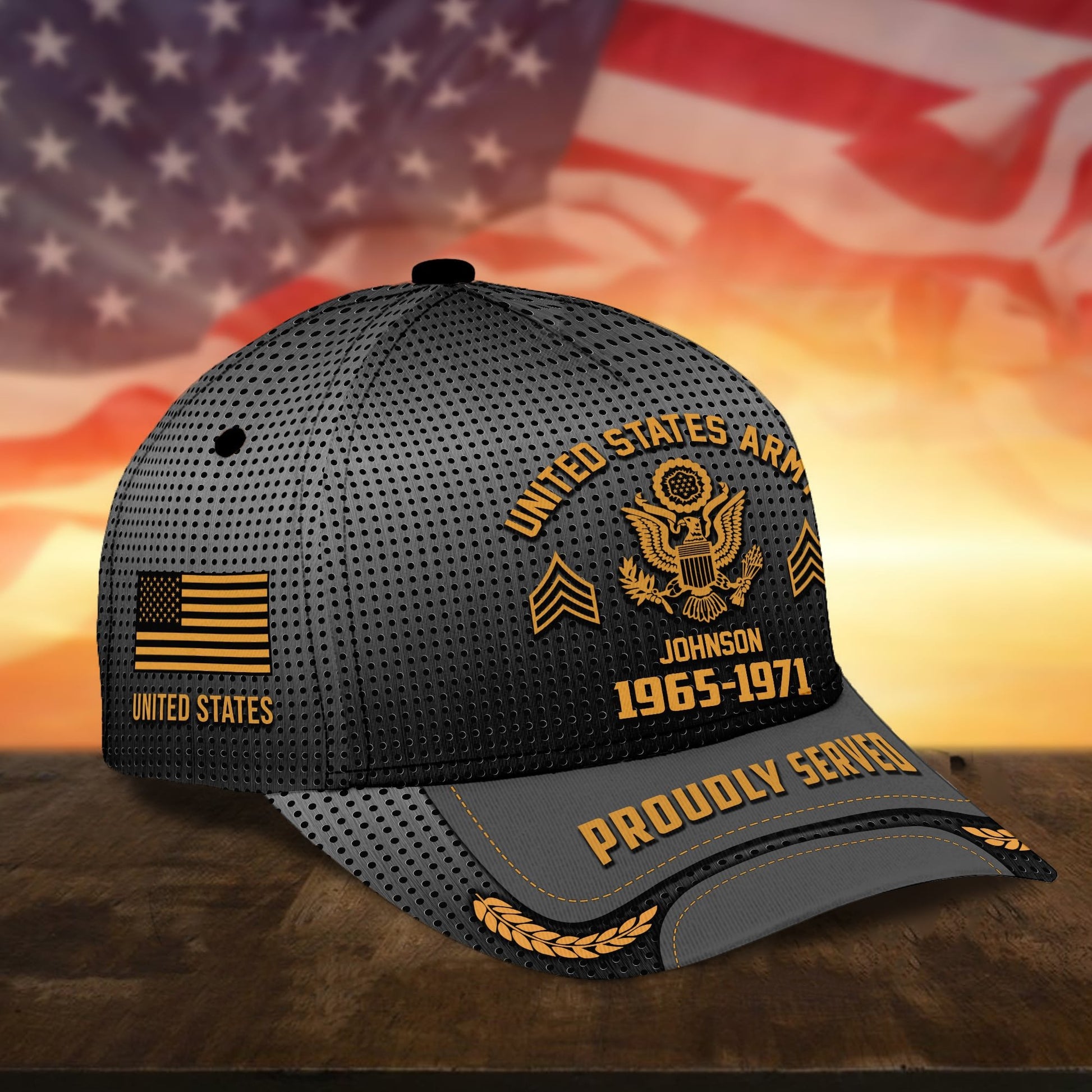 Premium Custom Name Rank And Year US Veteran Cap APVC160801