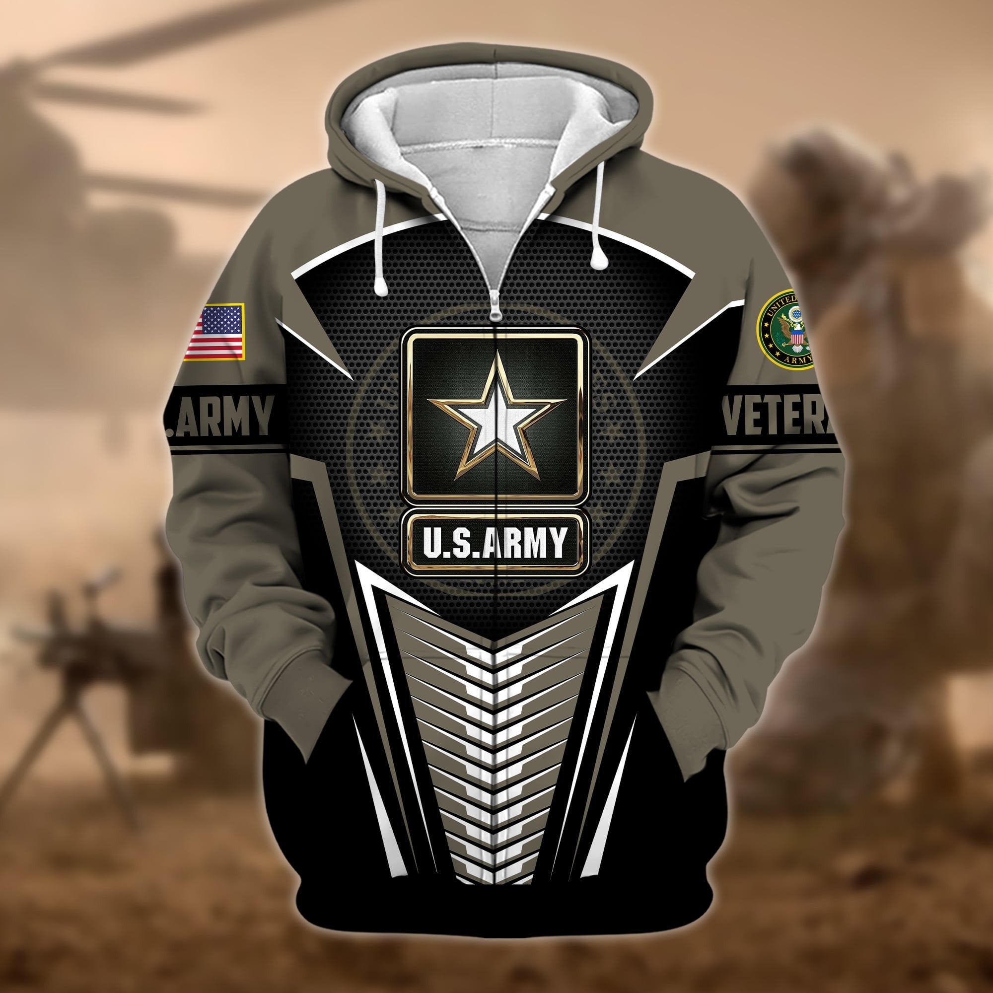 Premium Proudly Served US Veteran Zip Hoodie APVC180901