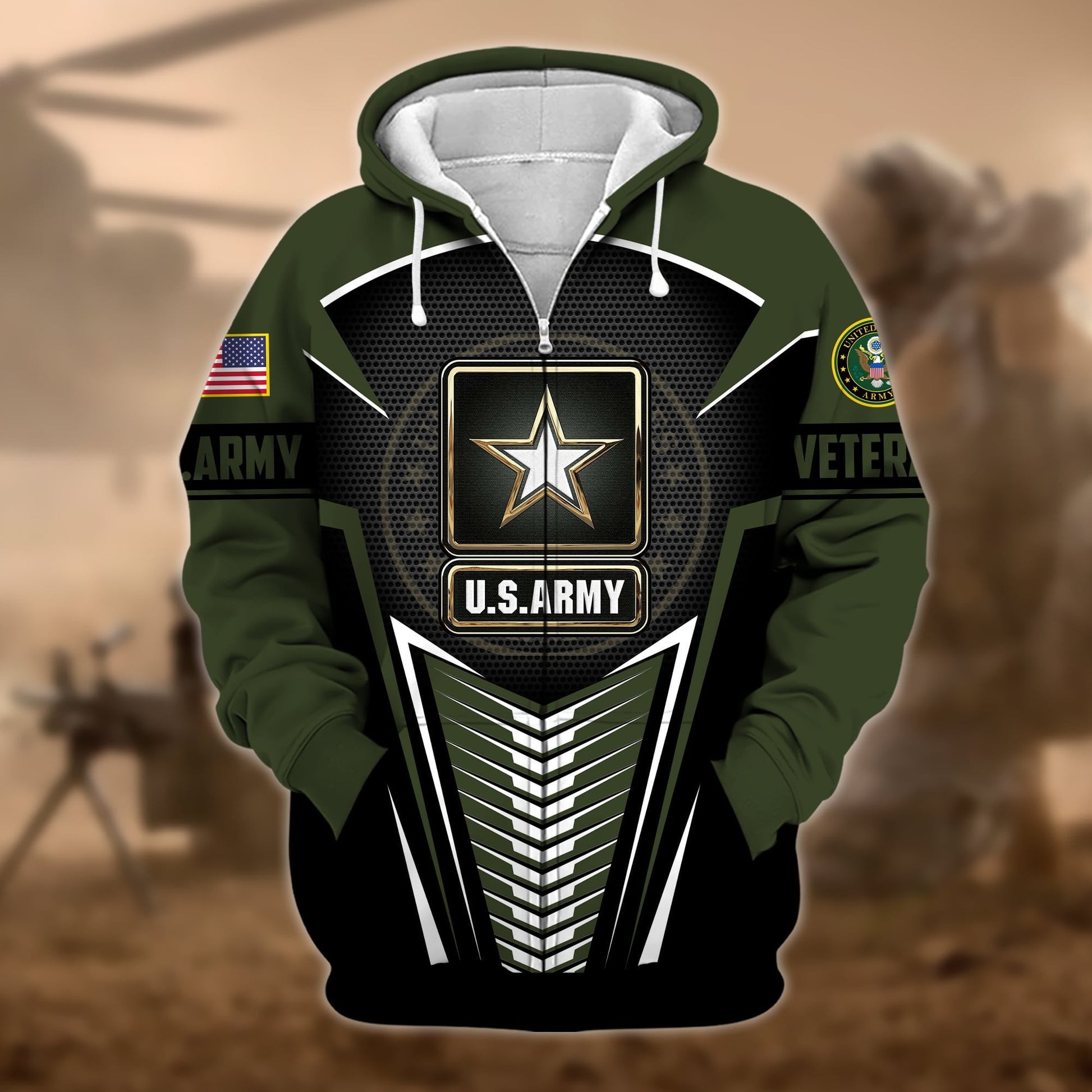 Premium Proudly Served US Veteran Zip Hoodie APVC180901