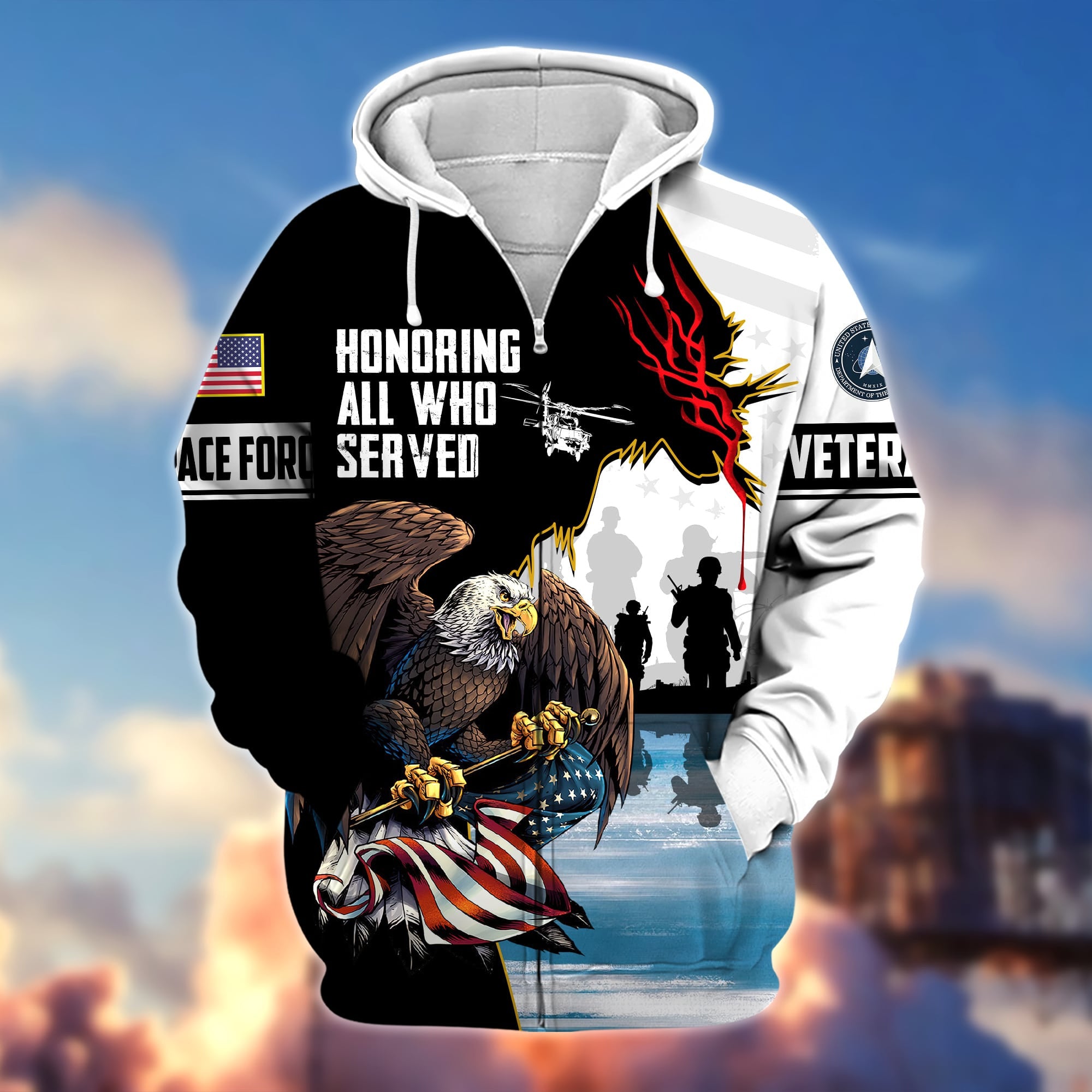 Premium Honoring All Who Served US Veteran Zip Hoodie APVC190903